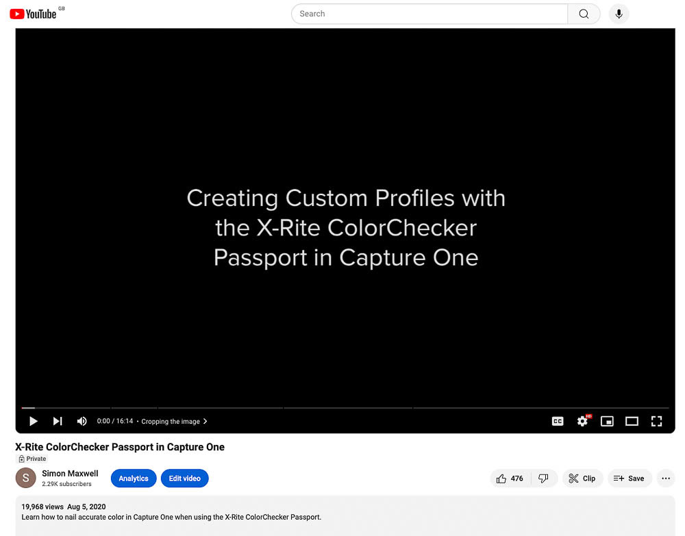 Revised video about the Color Checker Passport for Capture One with over 19,000 views