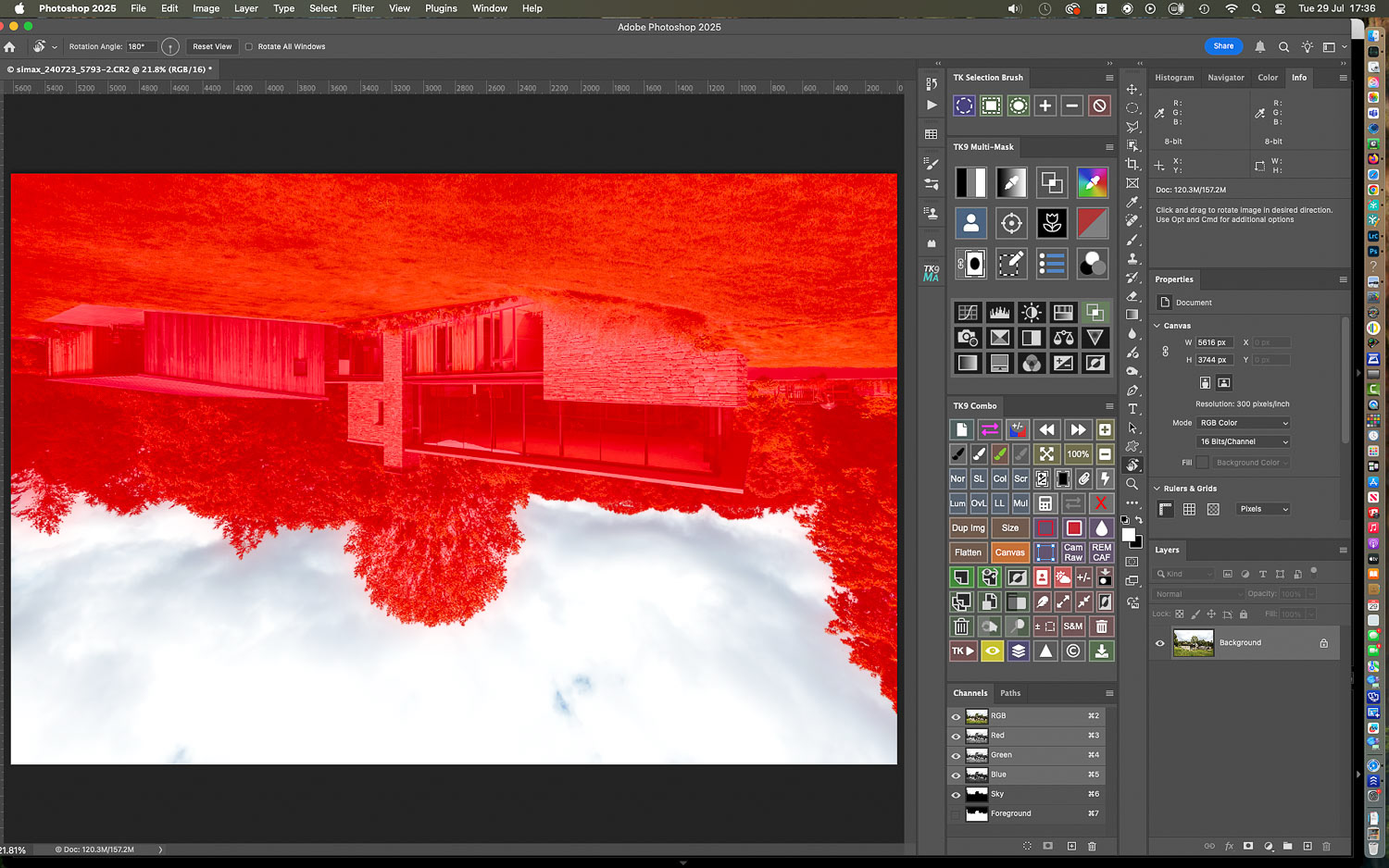 With the image inverted I run a few general AI selections: Sky (which can be inverted for a general foreground selection) and Subject are all saved out as channels for later use....