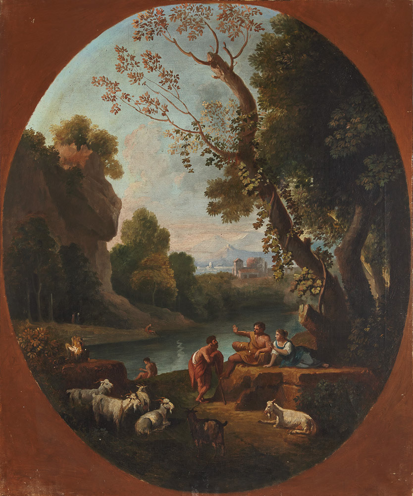 Oval landscape, oil on canvas
