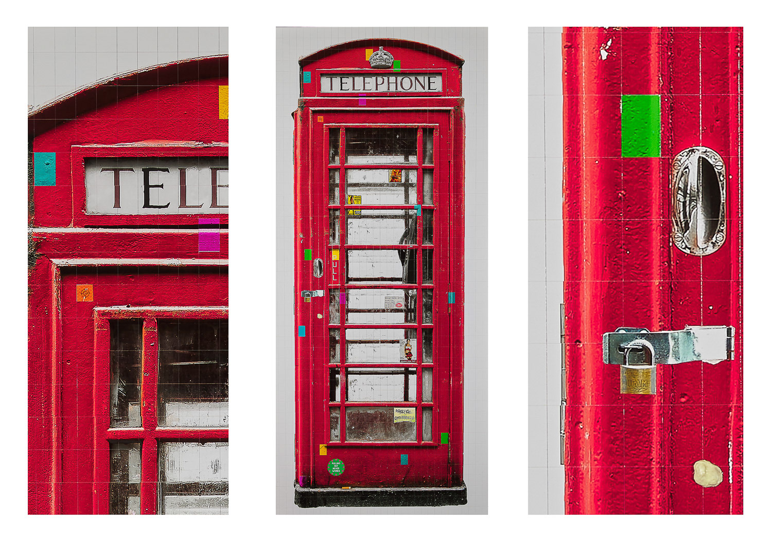 Piers Bourke, Telephone Box print, mixed media with details