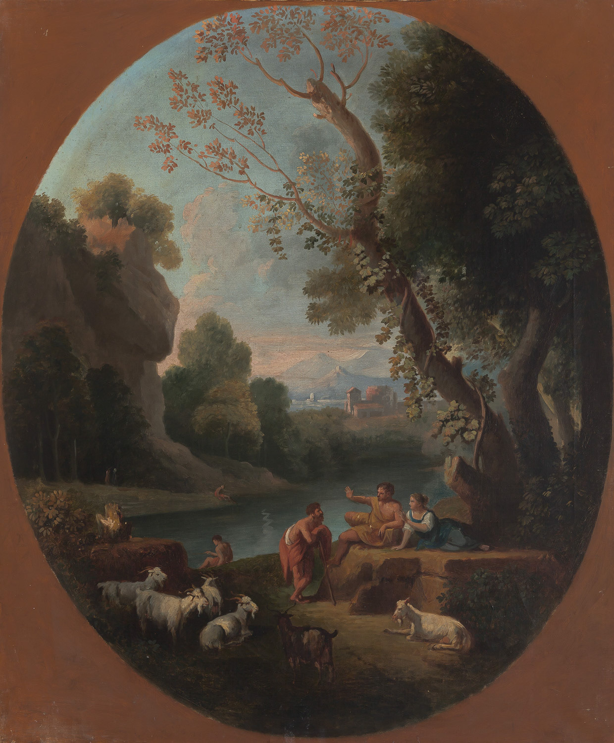 Oval landscape, oil on canvas