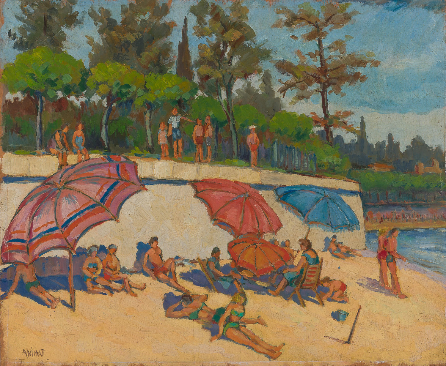 "Bathers" by Animat, oil on canvas