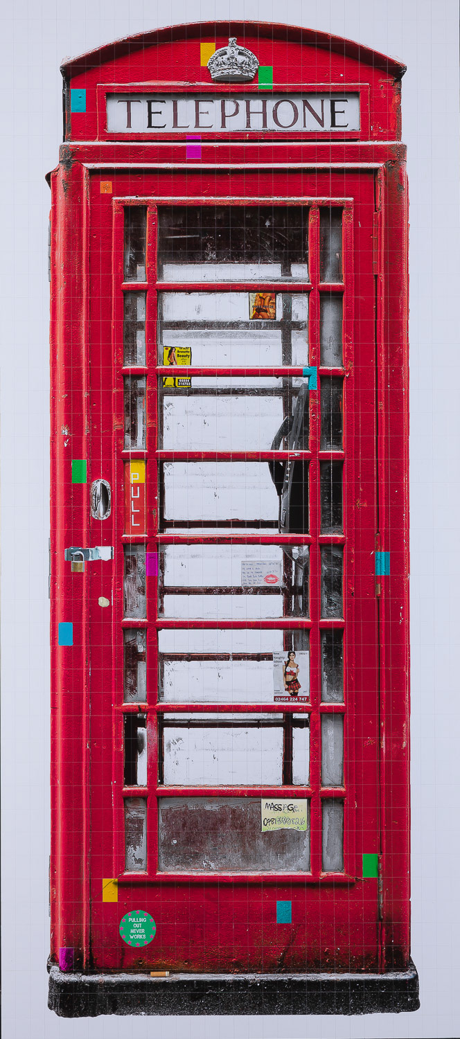 Piers Bourke, Telephone Box print, mixed media