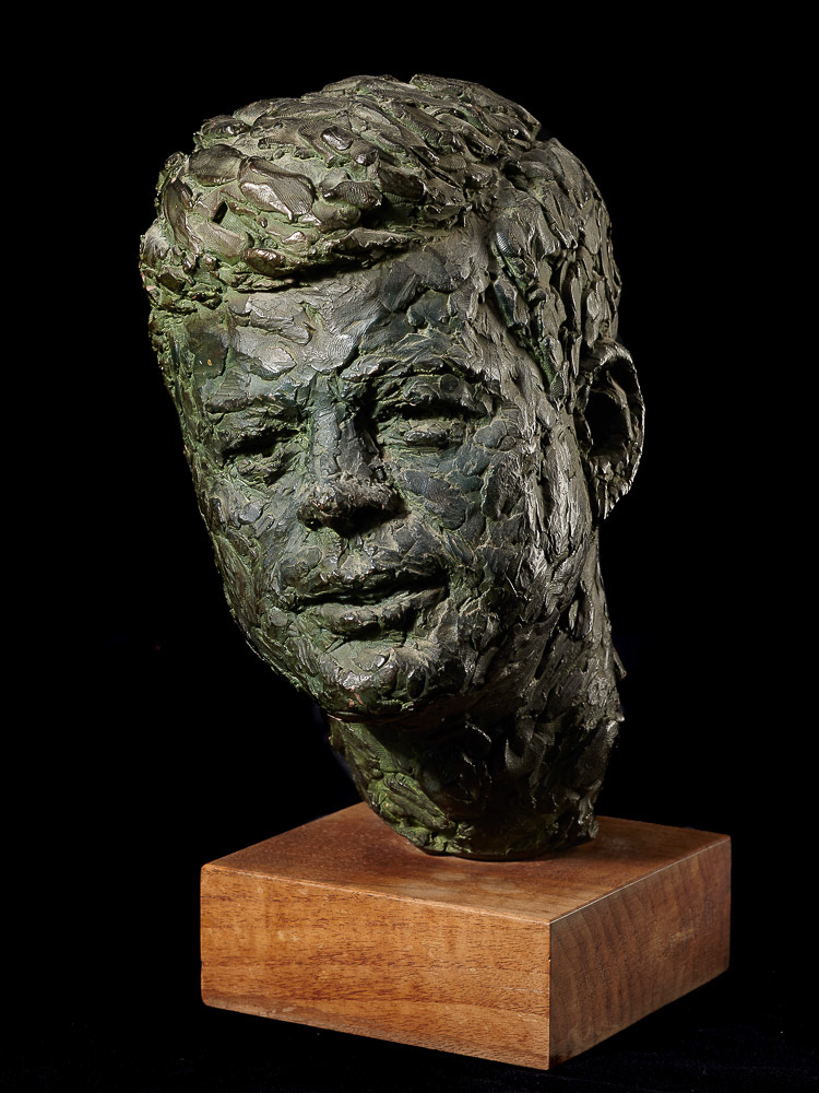 John F. Kennedy, coloured terracotta, life size, artist unknown
