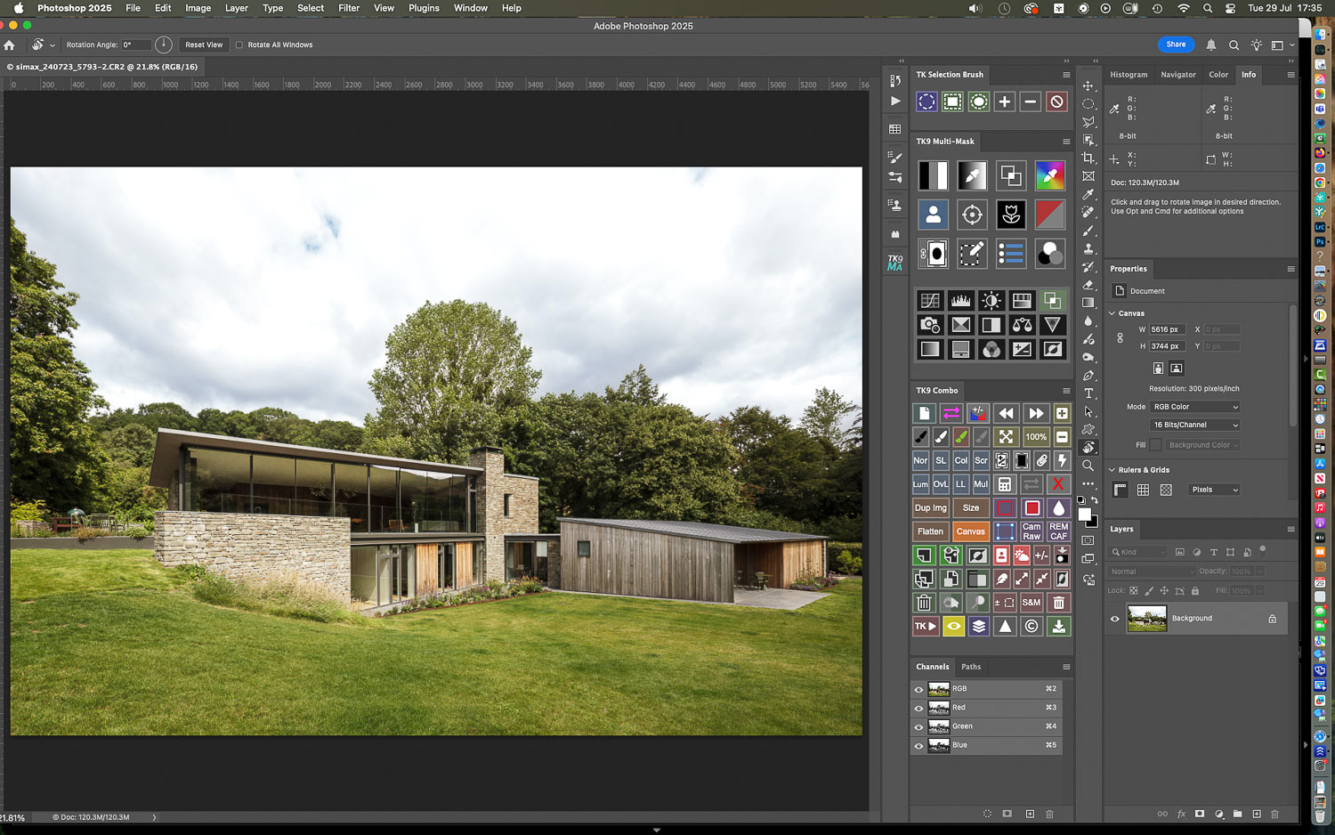 I find that temporarily rotating the file really helps me to see the zones of an image in an almost abstract way and to start making decisions about what needs to be adjusted. I like to do this in Photoshop....
