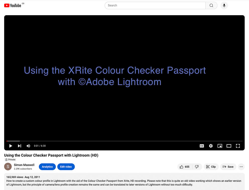 My original video about the Color Checker passport which racked up over 165,000 views