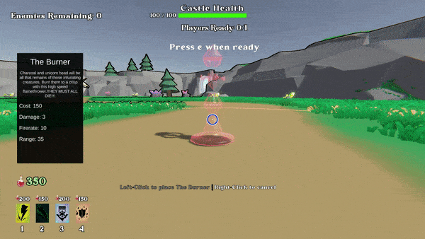 Place towers in first person