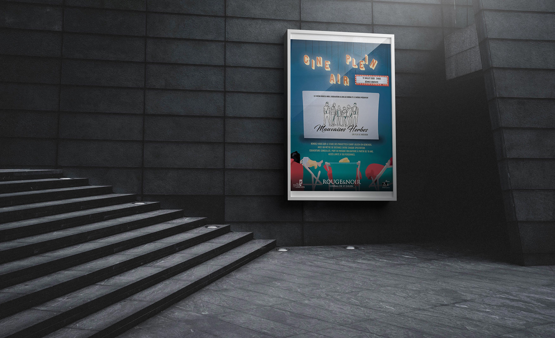 Première affiche pour le Cinéma Plein Air de juillet 2020 - format portrait