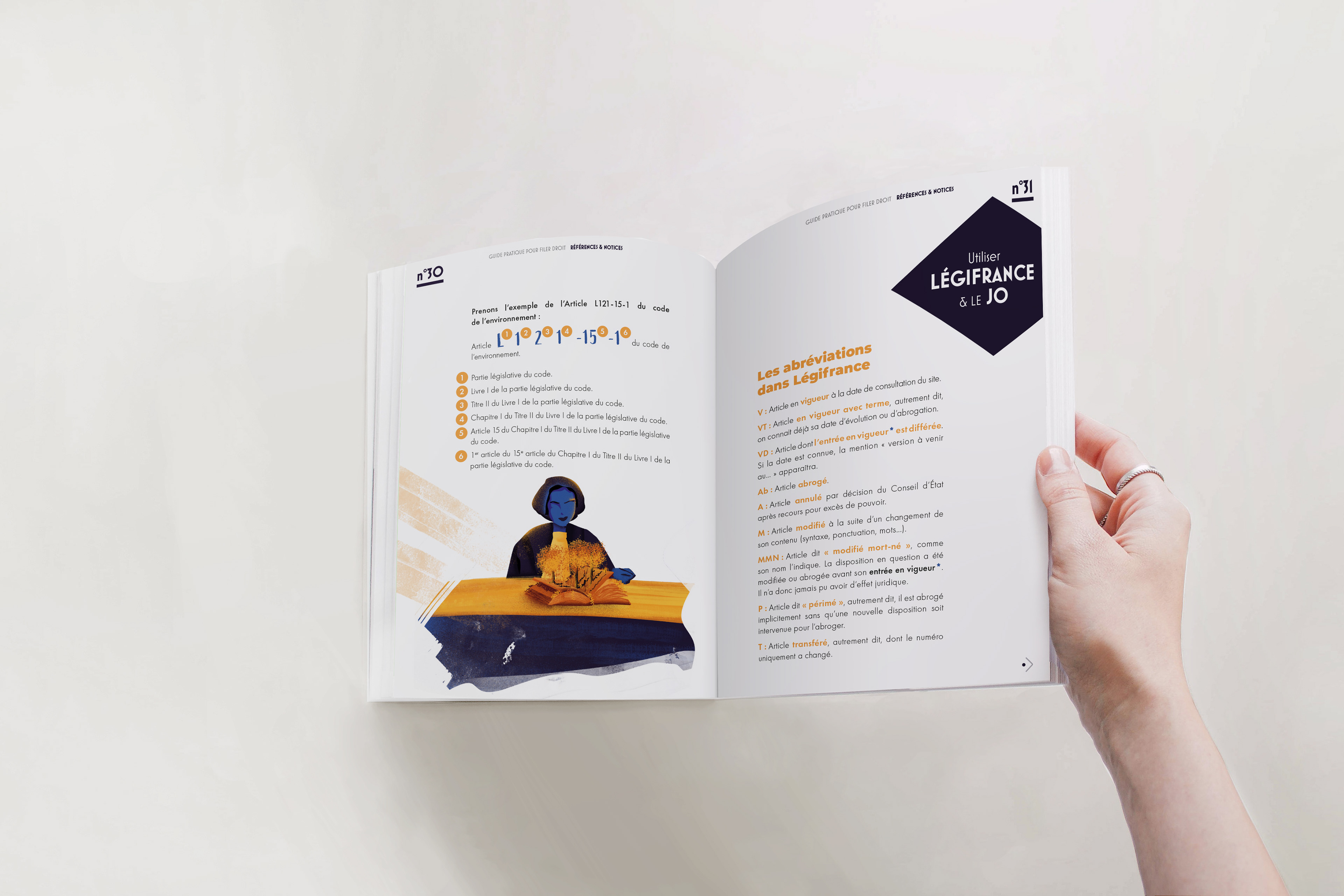 Un code couleur pour distinguer les différents chapitres du Guide.