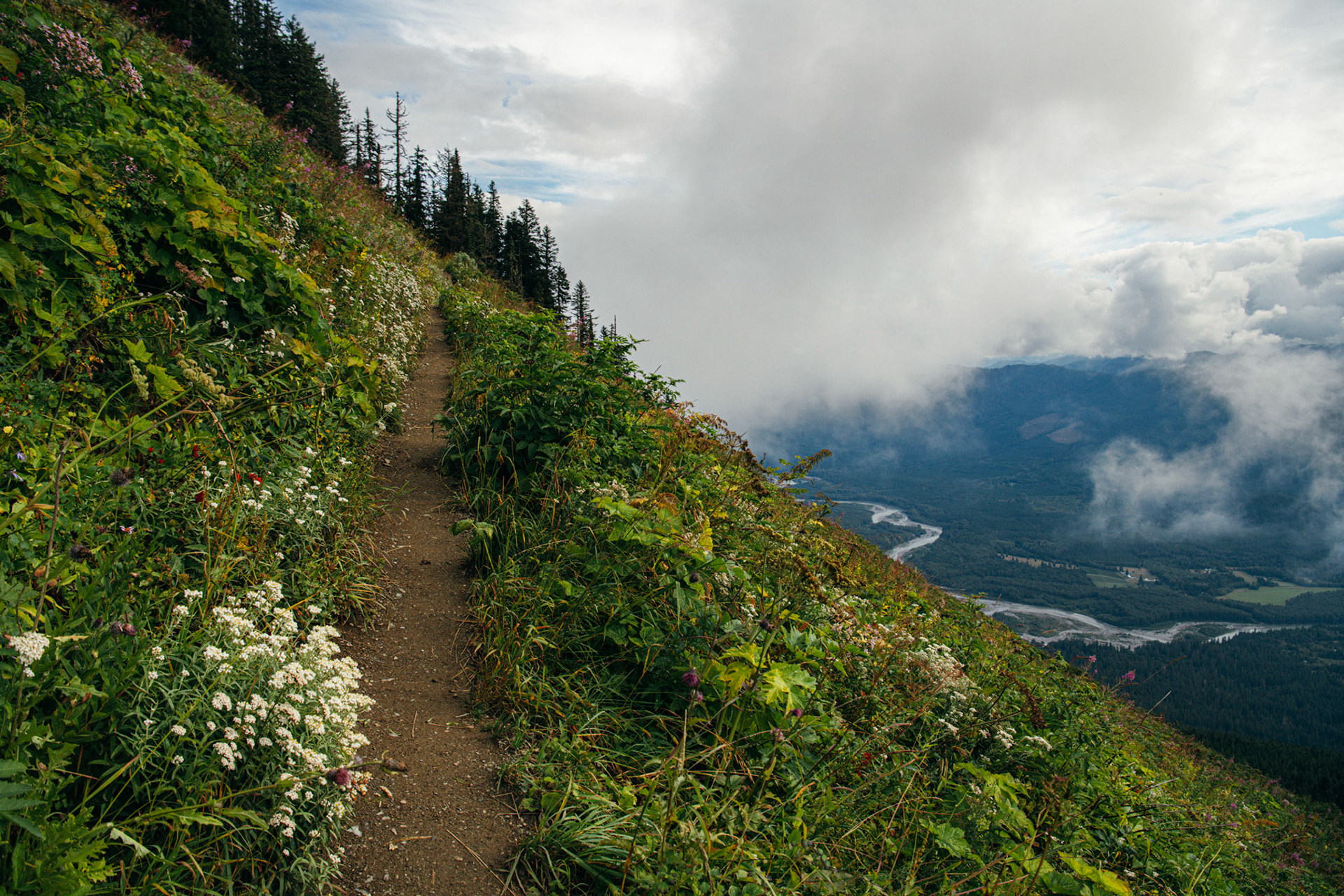 Start of trail with views of Sauk river