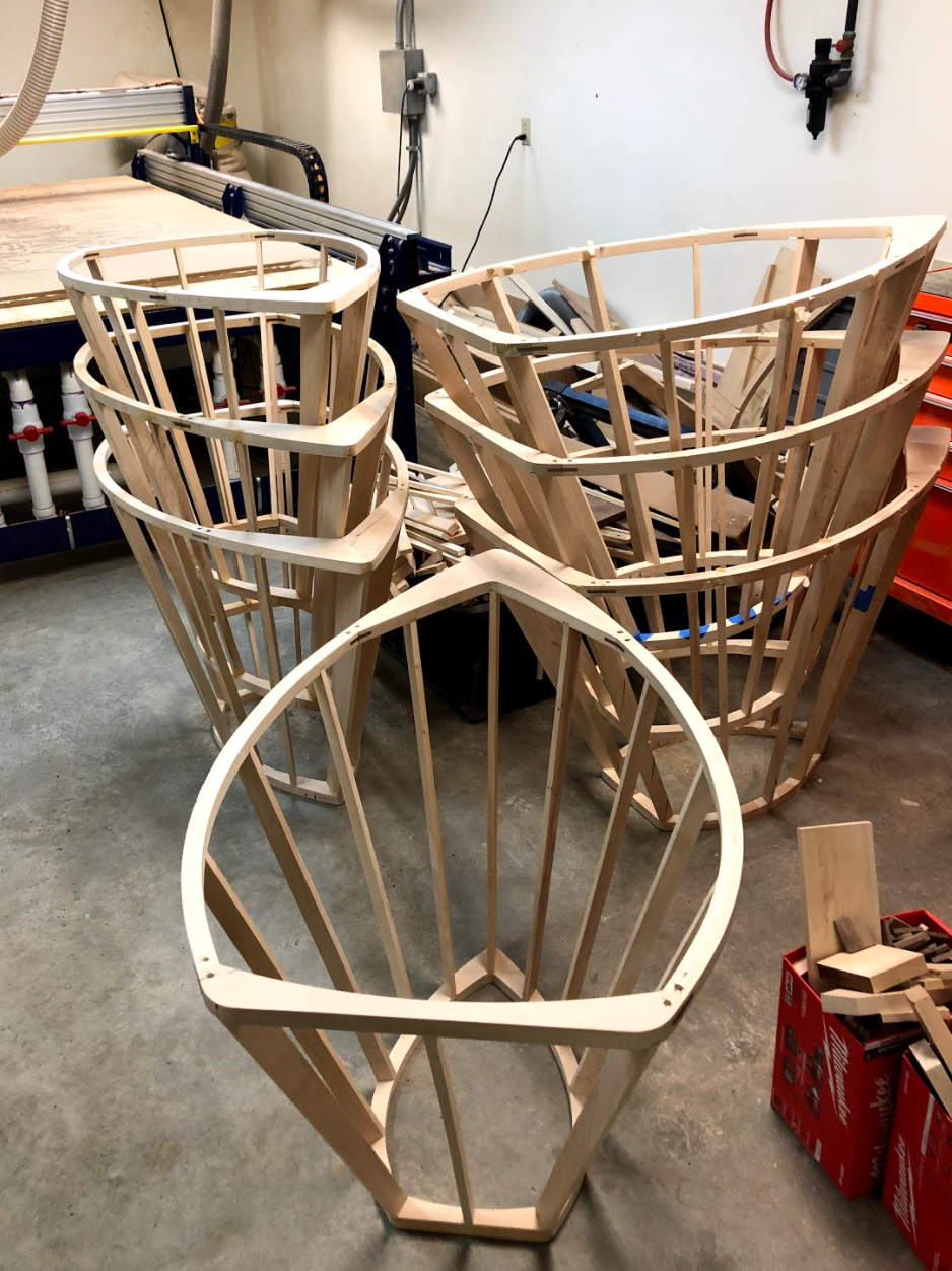 Wooden Cone Frames Ready to be Sanded