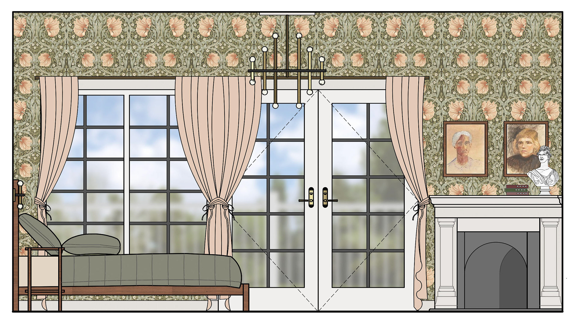 BEDROOM SOUTH ELEVATION DRAWING - NTS (AUTOCAD/PHOTOSHOP)