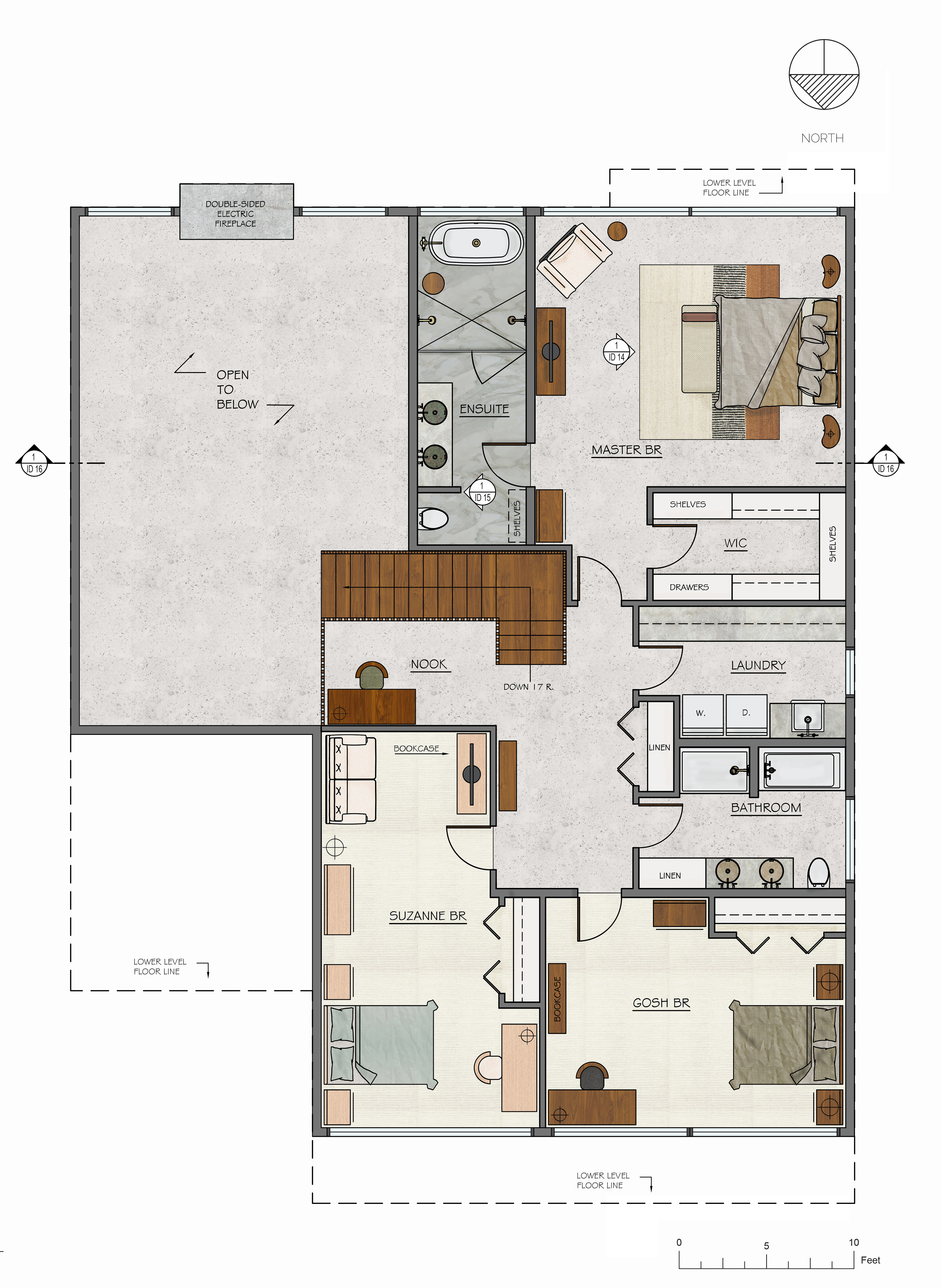 FLOOR PLAN - UPPER FLOOR - NTS (AUTOCAD/PHOTOSHOP)