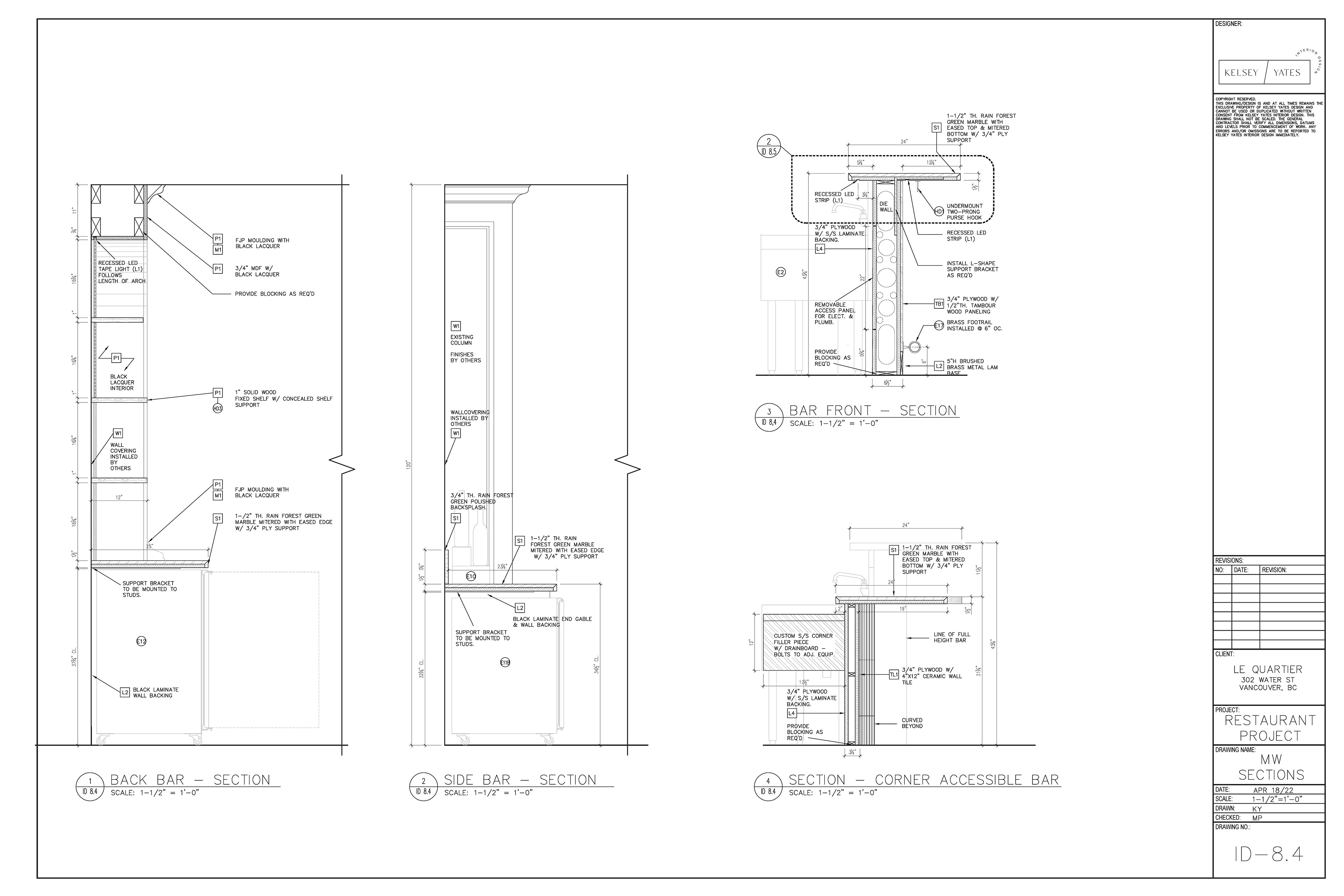 Construction Drawings - Millwork Sectionns (AutoCAD)