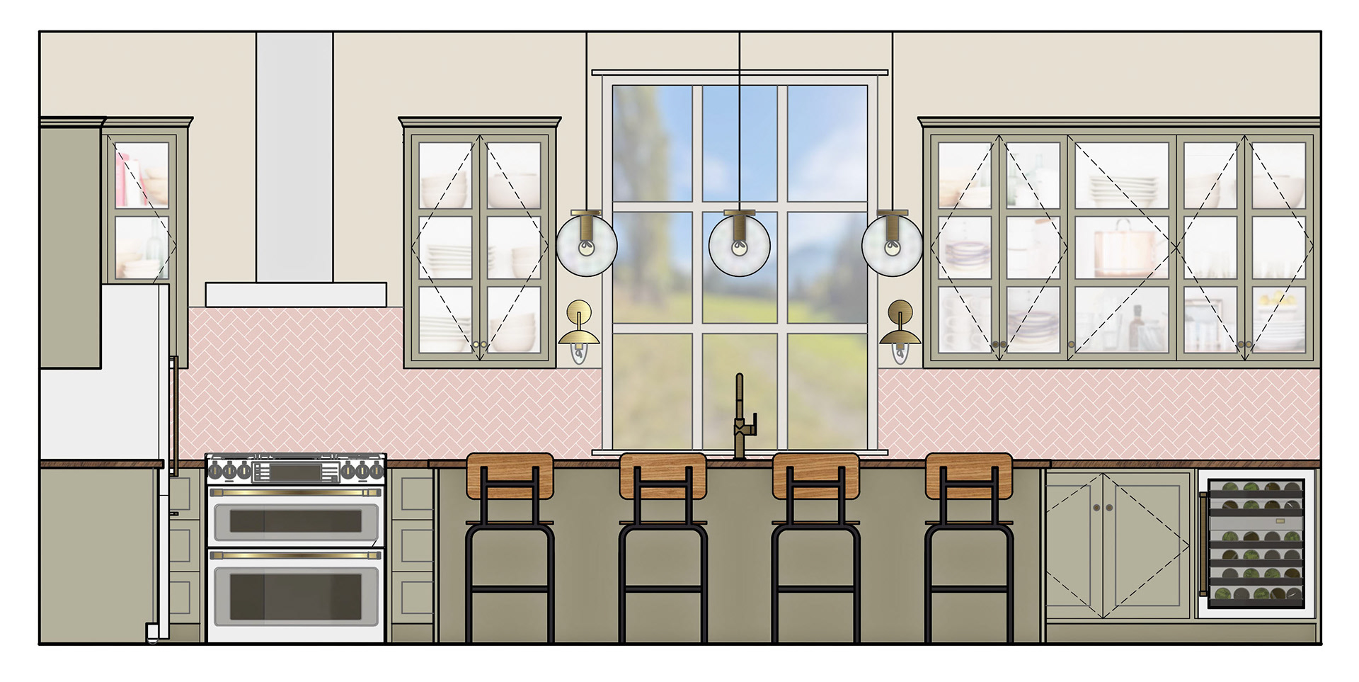 KITCHEN SOUTH ELEVATION DRAWING - NTS (AUTOCAD/PHOTOSHOP)