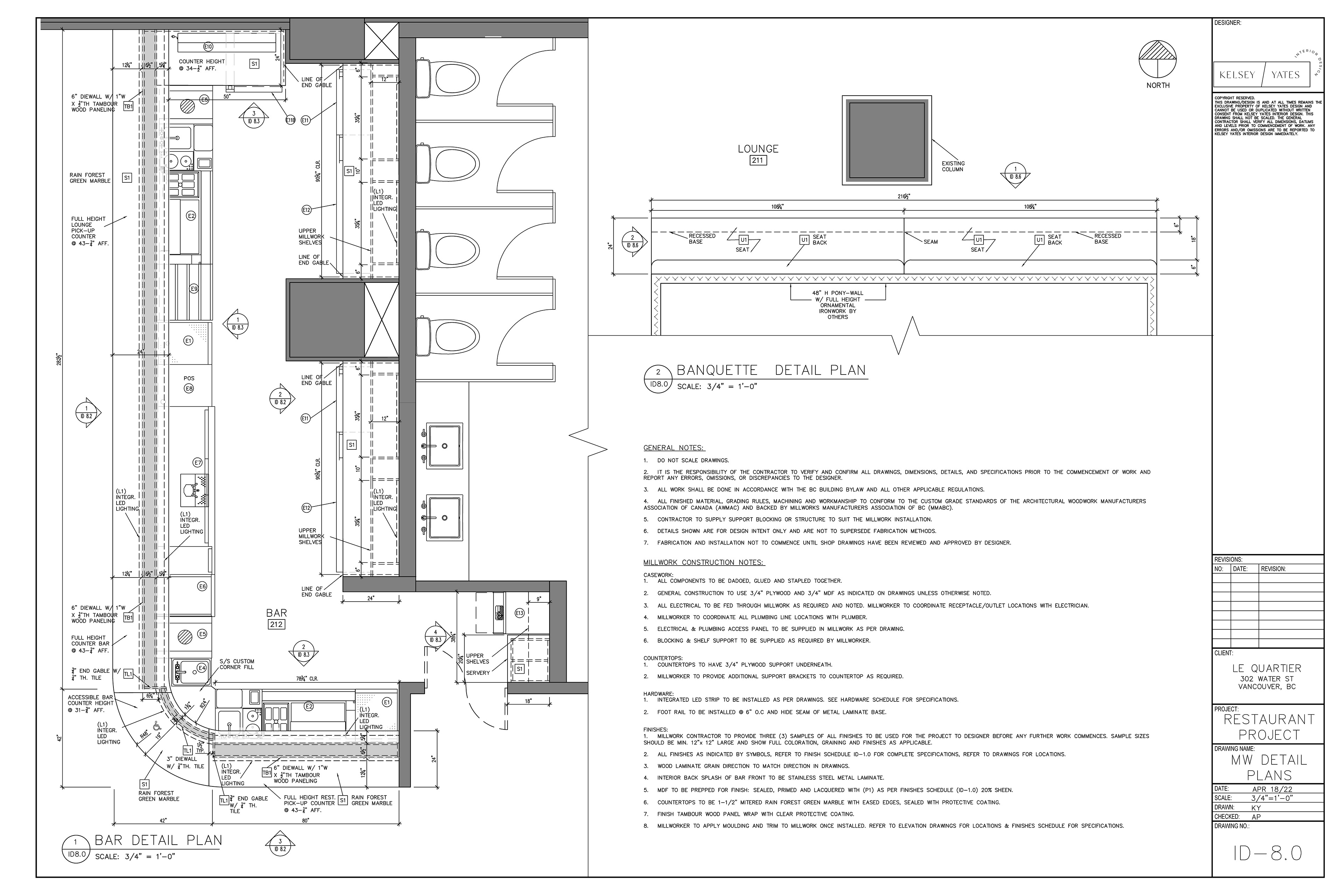Construction Drawings - Millwork Detail Plan (AutoCAD)