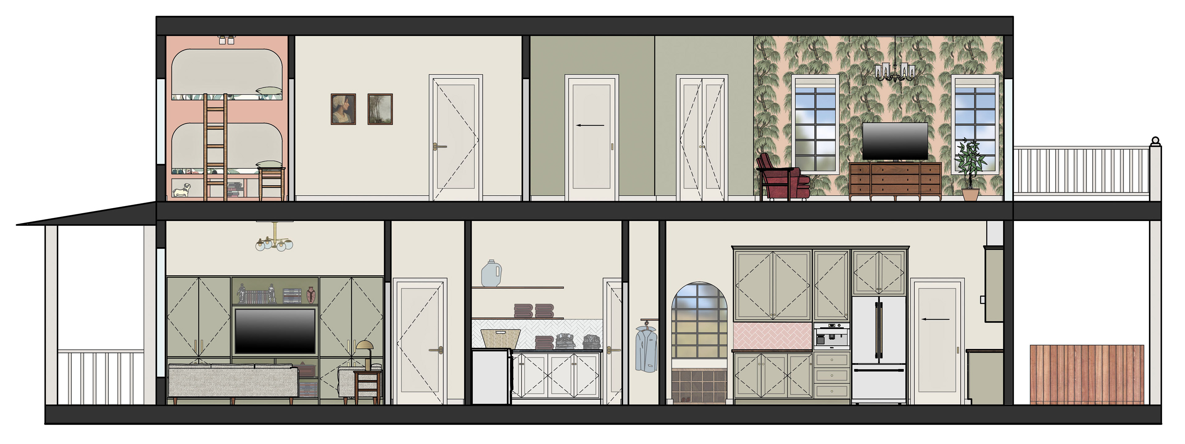 SECTION DRAWING - EAST VIEW - NTS (AUTOCAD/PHOTOSHOP)