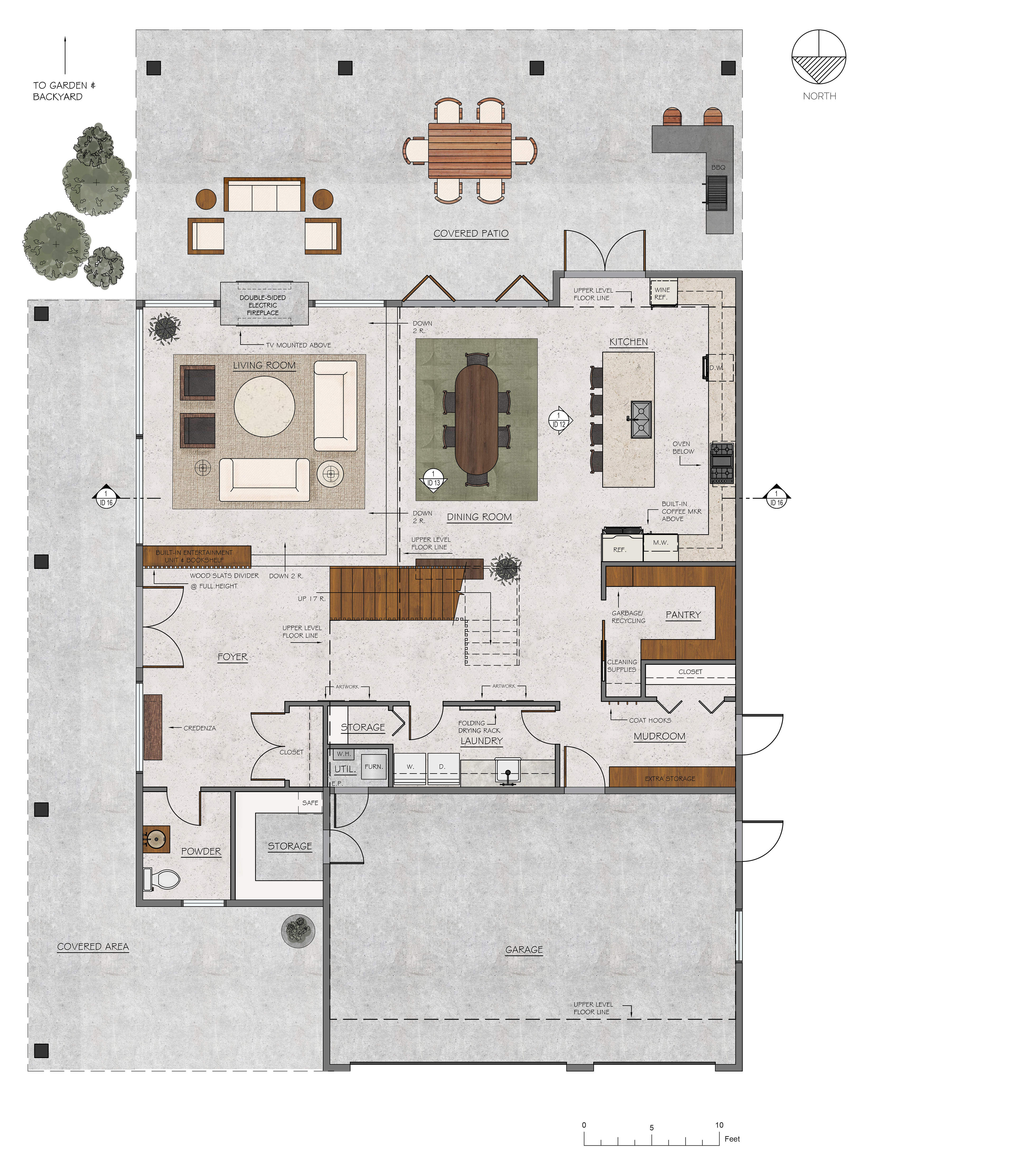 FLOOR PLAN - MAIN FLOOR - NTS (AUTOCAD/PHOTOSHOP)
