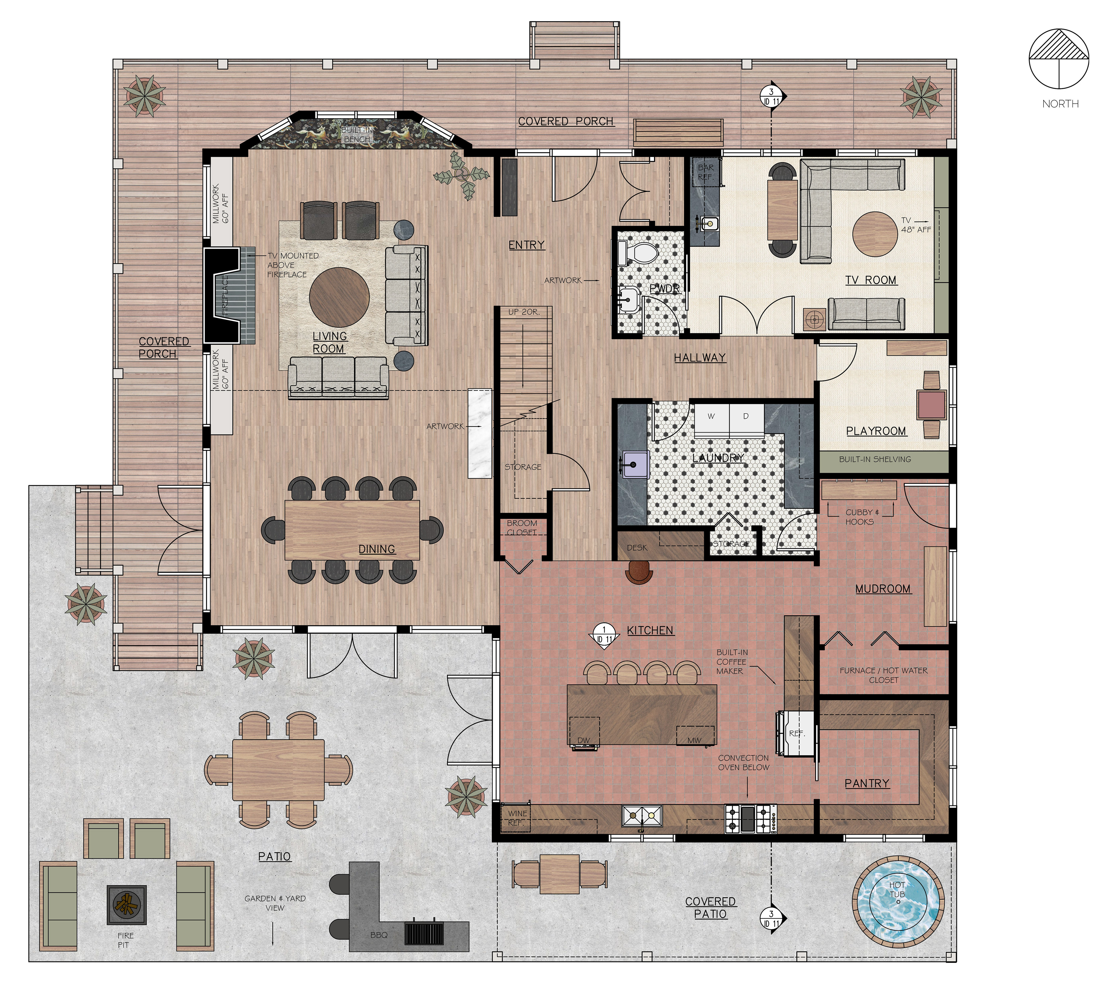 FLOOR PLAN - LOWER LEVEL - NTS (AUTOCAD/PHOTOSHOP)