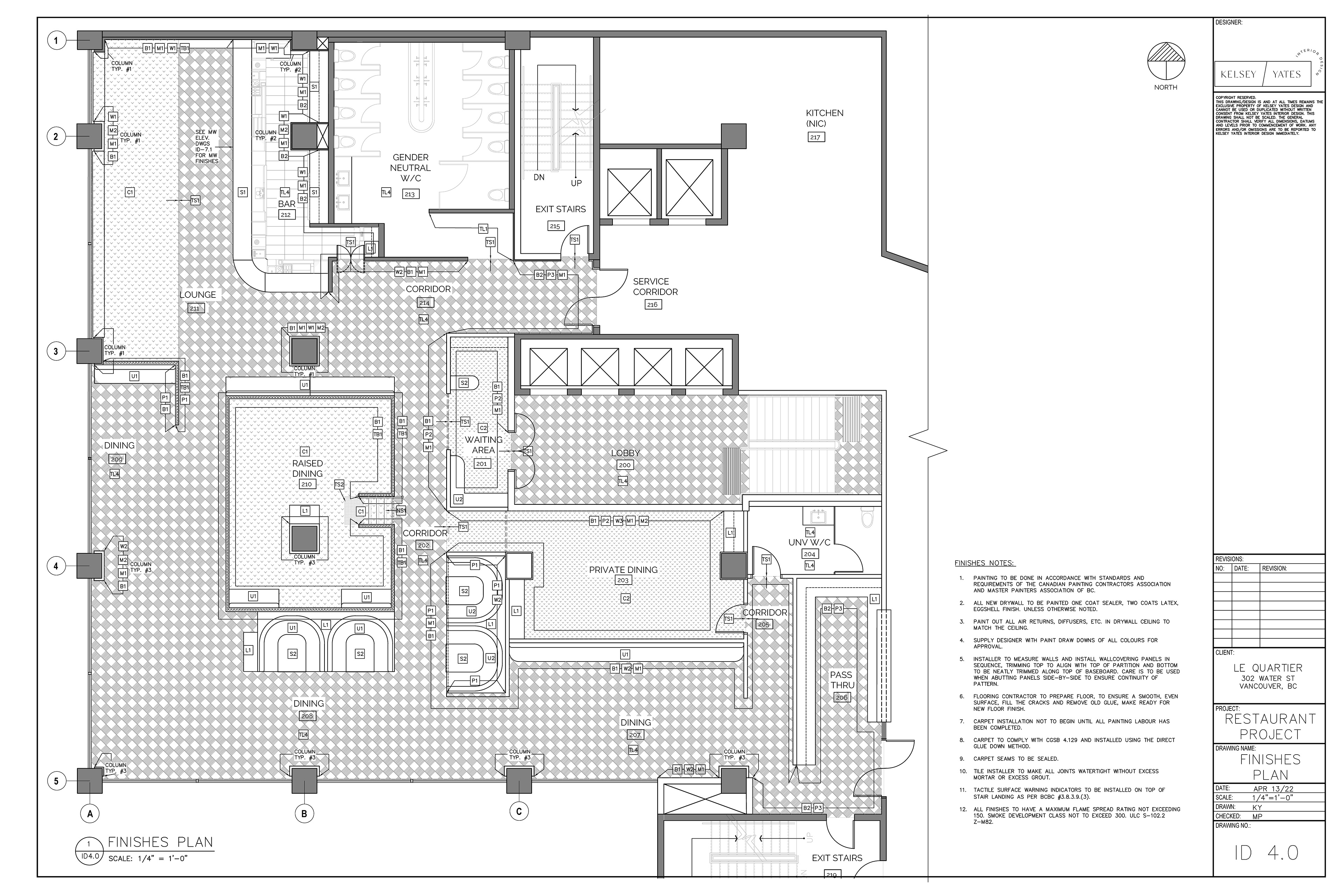 Construction Drawings - Finishes Plan (AutoCAD)