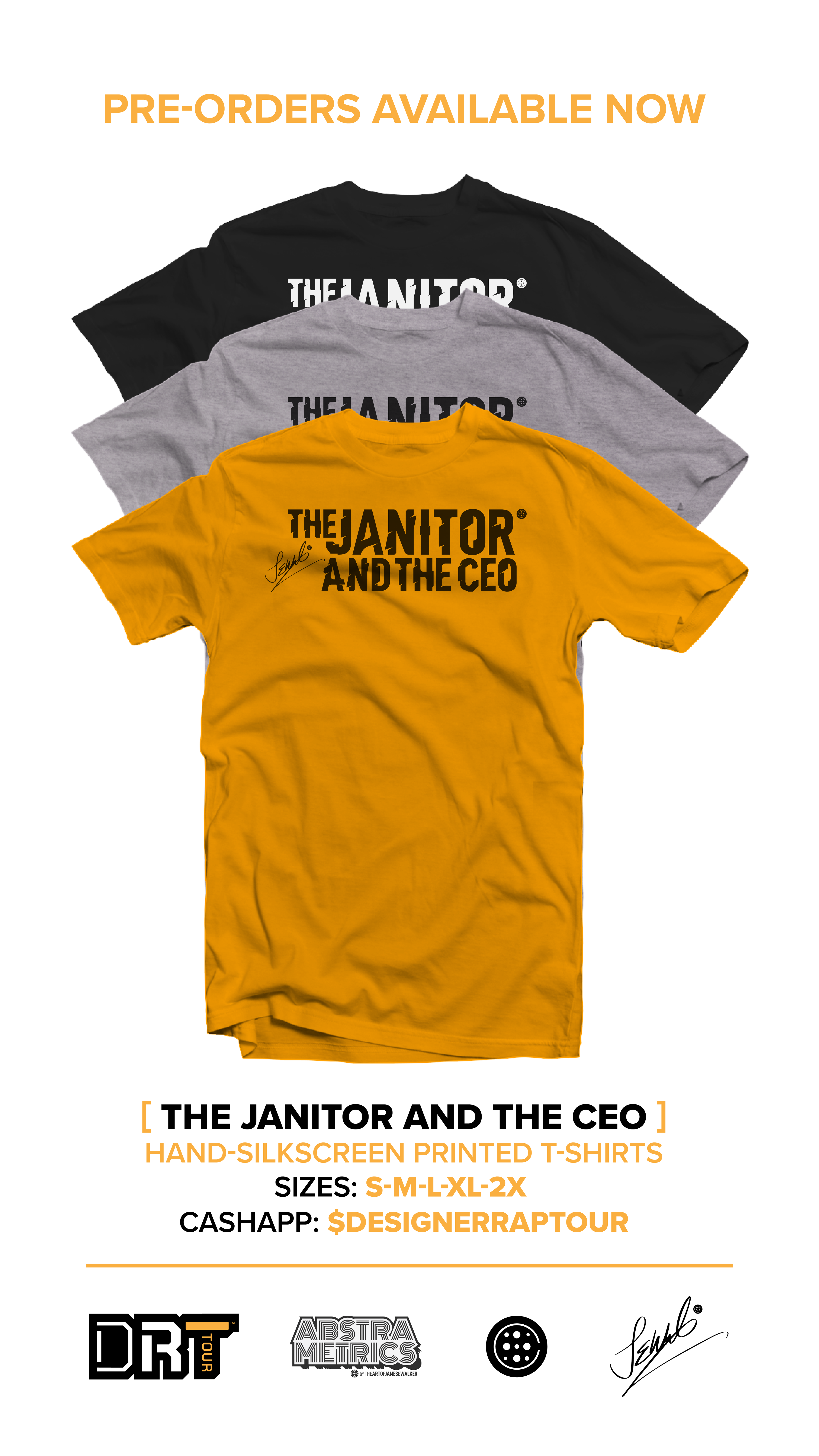 Hand-Silkscreen Printed T-Shirts by James E! Walker - The Janitor and The CEO
