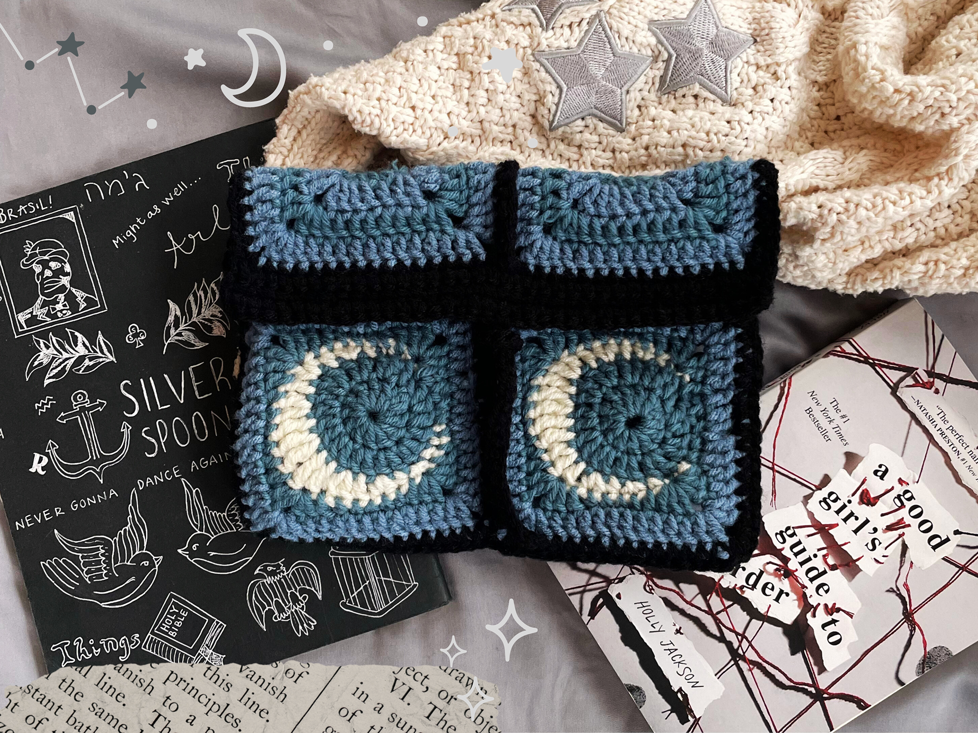 Moon Crochet Book Sleeve {Front}