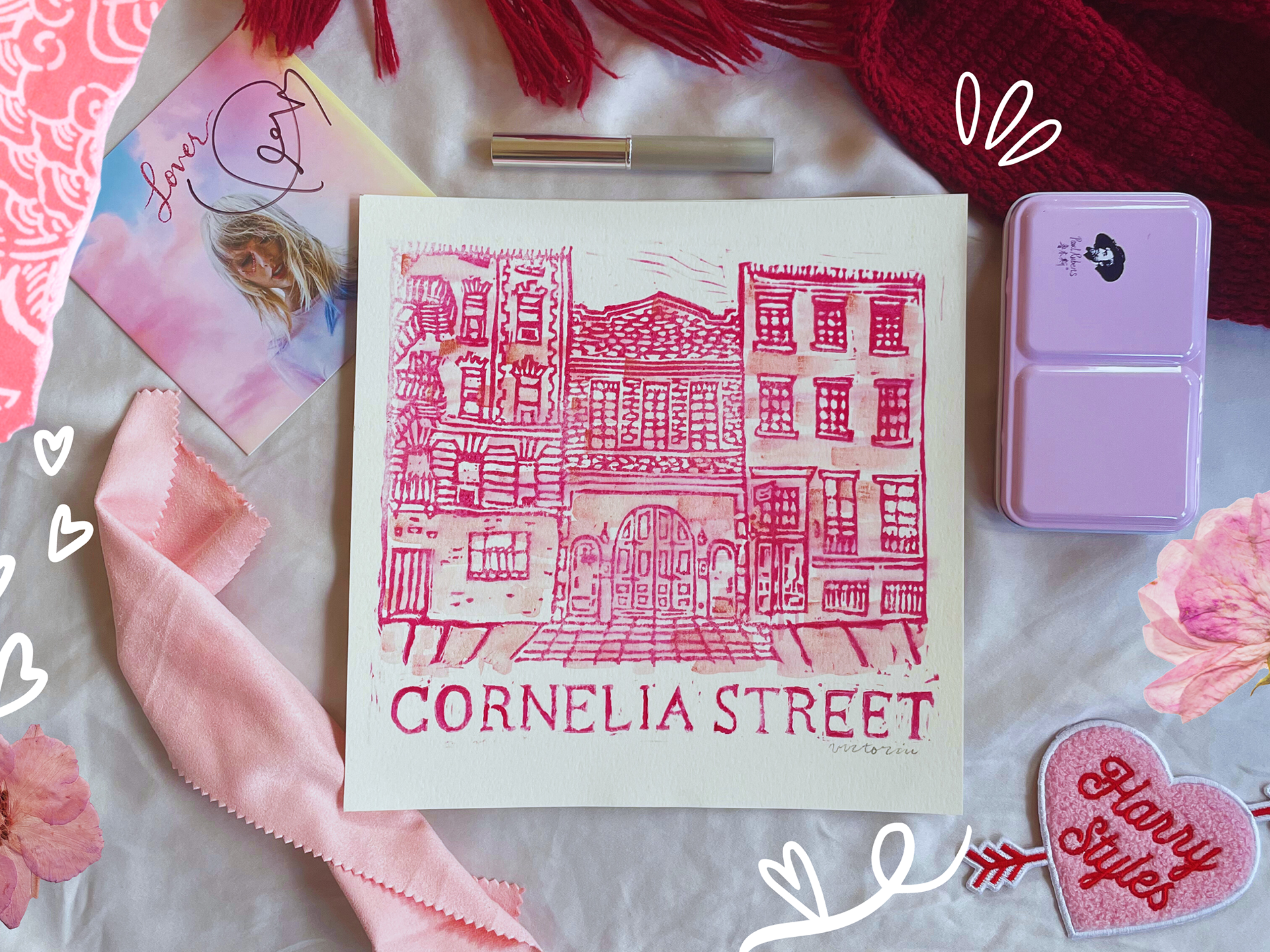 "Cornelia Street" Art Print Linocut | Watercolor