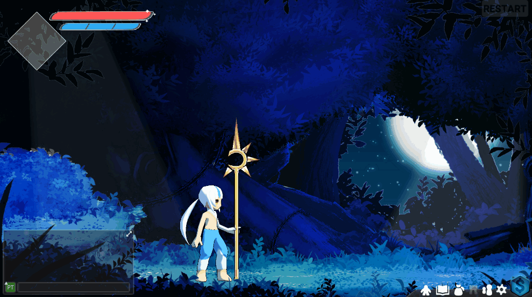 At the end I made some UI to make it more like a game and this was the first iteration of the diorama with the "sun inspired" weapon. The 3D Model of the character and the character animation was not done by me and the VFX for the "skill" was edited by me but the particles are from an online asset.
