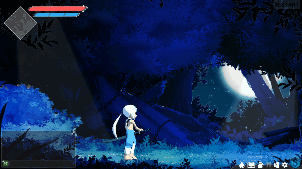 Same in this case, but I wanted to make something very inspired by the game Grand Chase, so even the animation and the "moon inspired weapon" he's holding are also inspired by existing characters in Grand Chase.