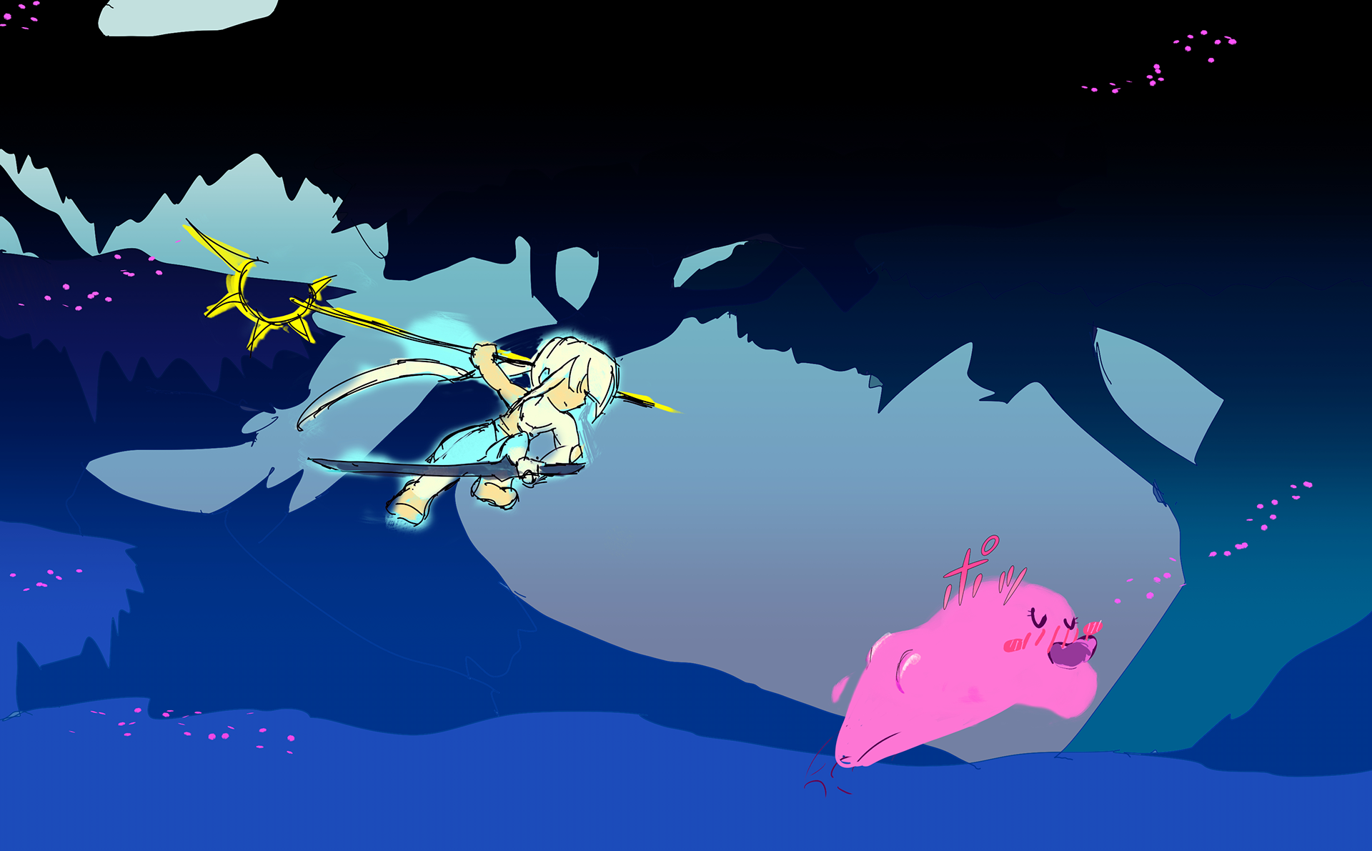 It was time to start preparing for the diorama, so we were asked to make a sketch of our image and explain what was our goal with the diorama. I decided to make something inspired by my favorite game when I was a child, Grand Chase., a 2.5D side-scroller.