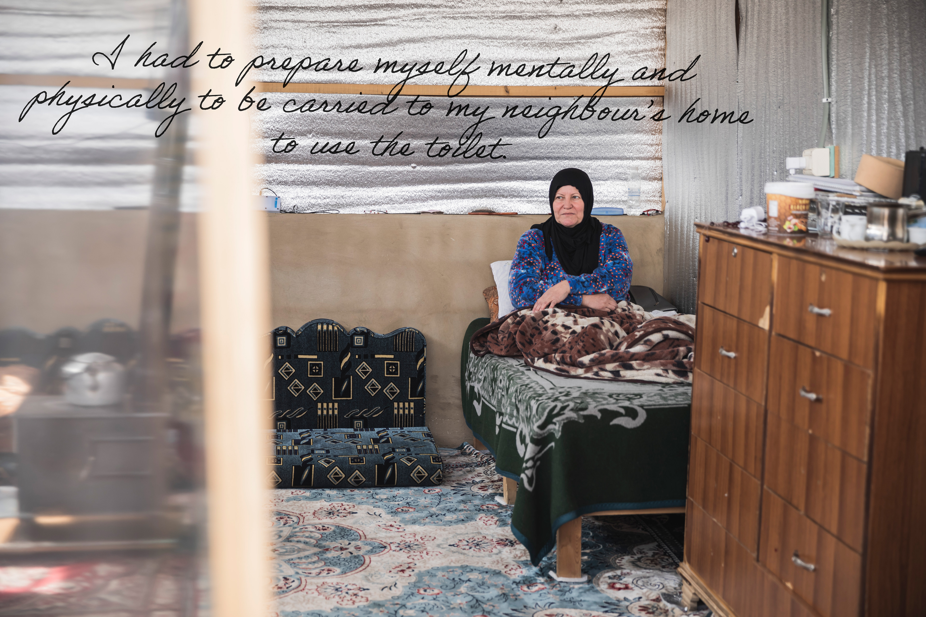 Before LPC's assistance, Amina had no toilet but a simple latrine and was relying on her neighbours until the consortium provided her with an English toilet seat.