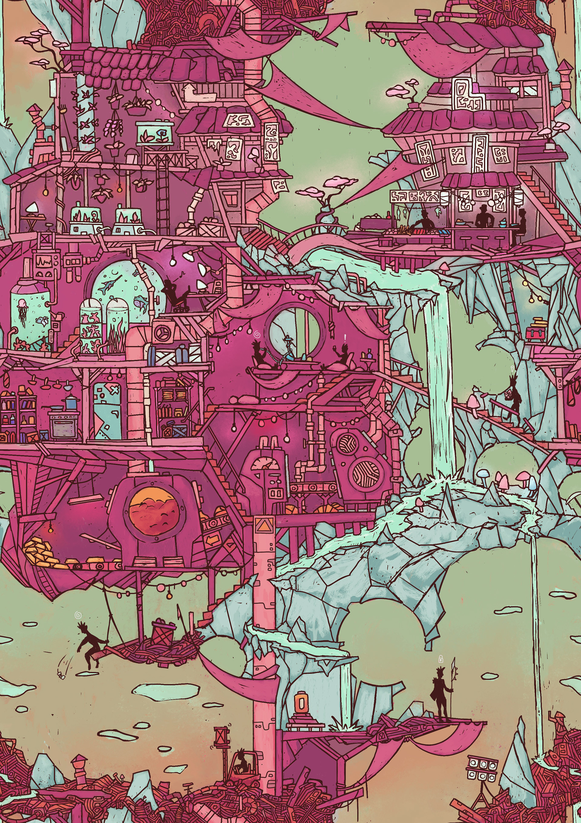 Unendliche Höhlen Bunker Illustration