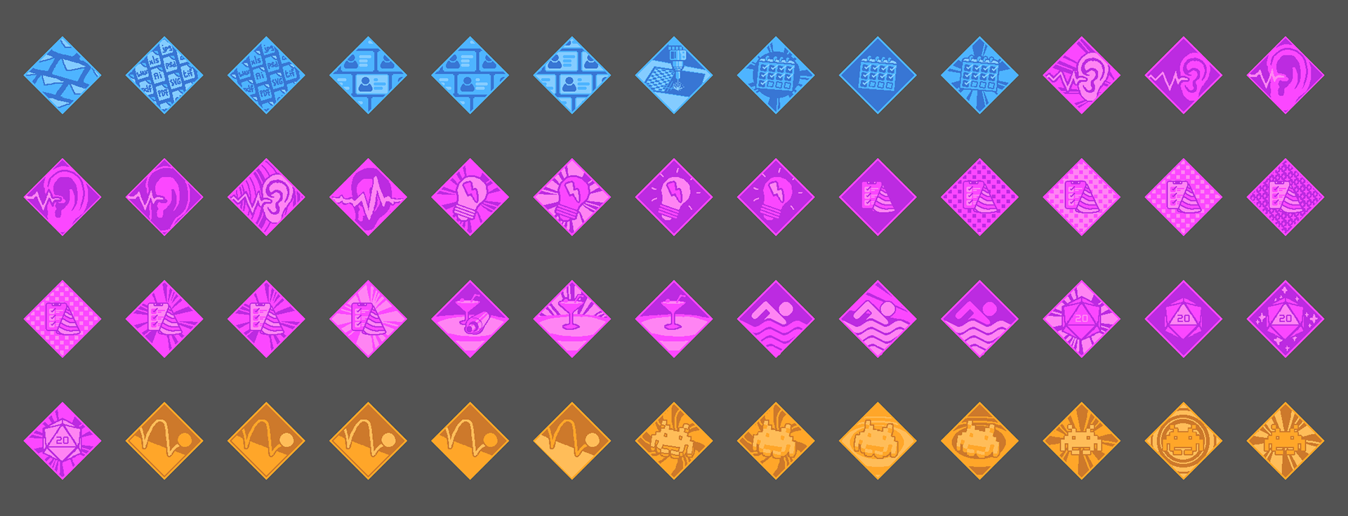 technische, bonus und kreative Skill Icons & Varianten