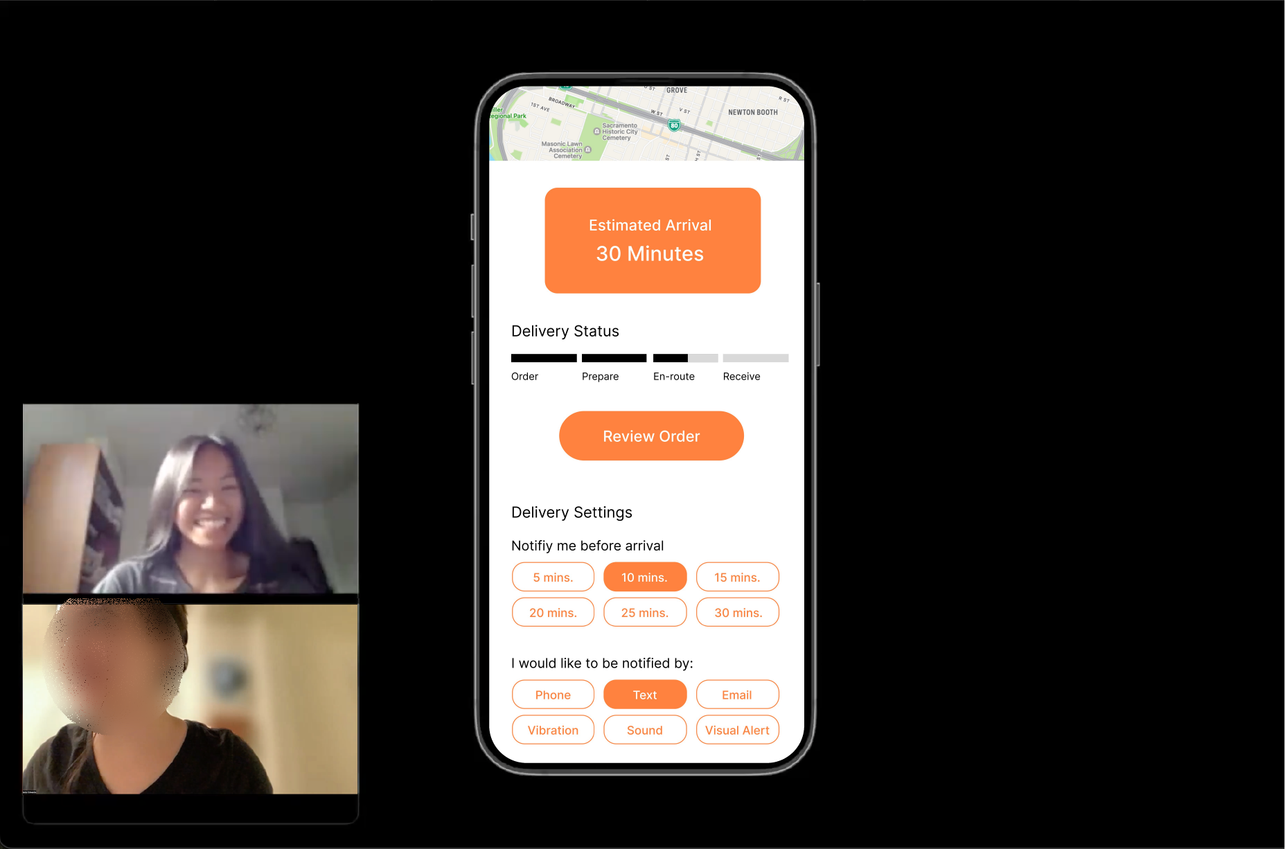 Screenshot of user testing over zoom