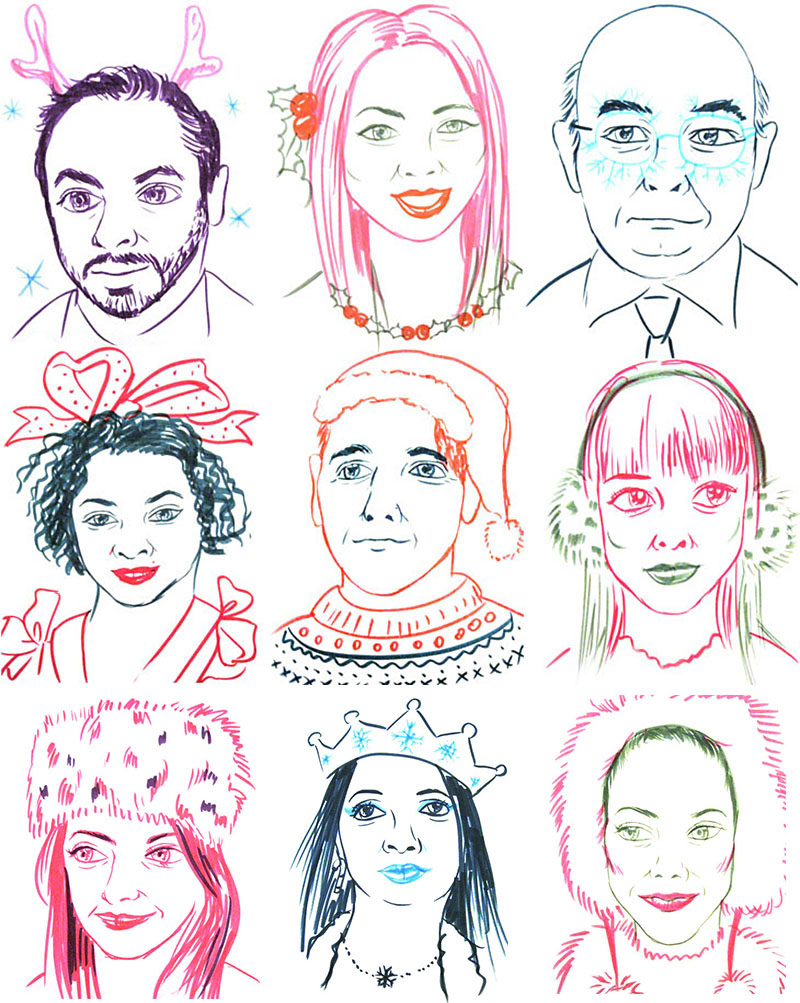 live portrait sketches at the 2011 company holiday party at Holt Renfrew HQ in Toronto