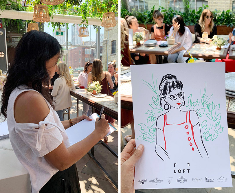 live sketches of guests at the 2019 Luncheon for Event and Wedding Planners at Baro in Toronto
