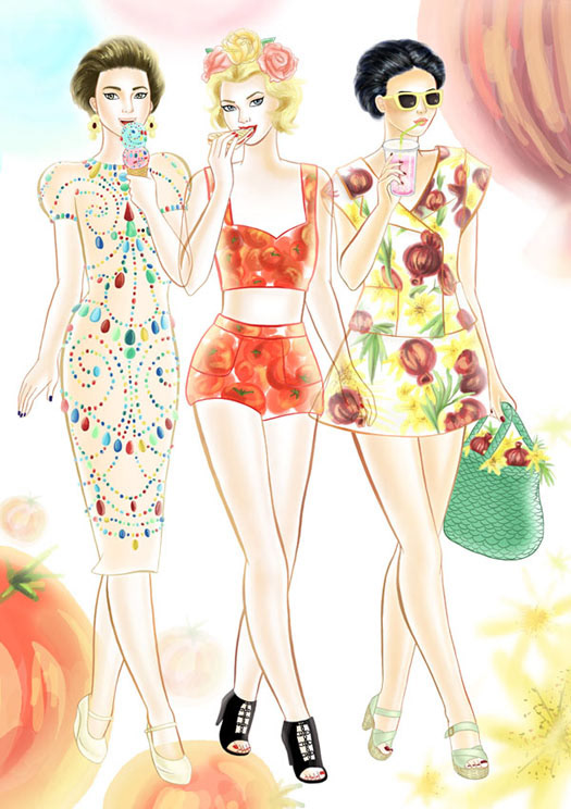 digital painting based on Dolce & Gabbana's 2012 spring summer womenswear collection