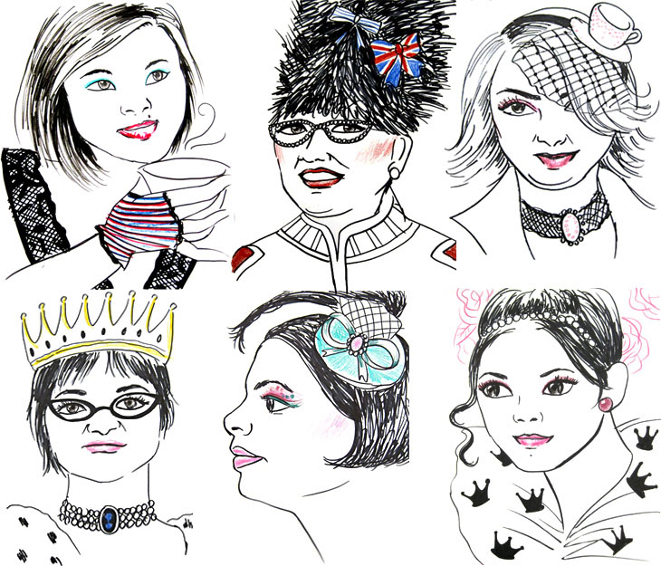live portrait sketches for Ladies First! shopping event at The Bay, coinciding with the April 2011 British royal wedding