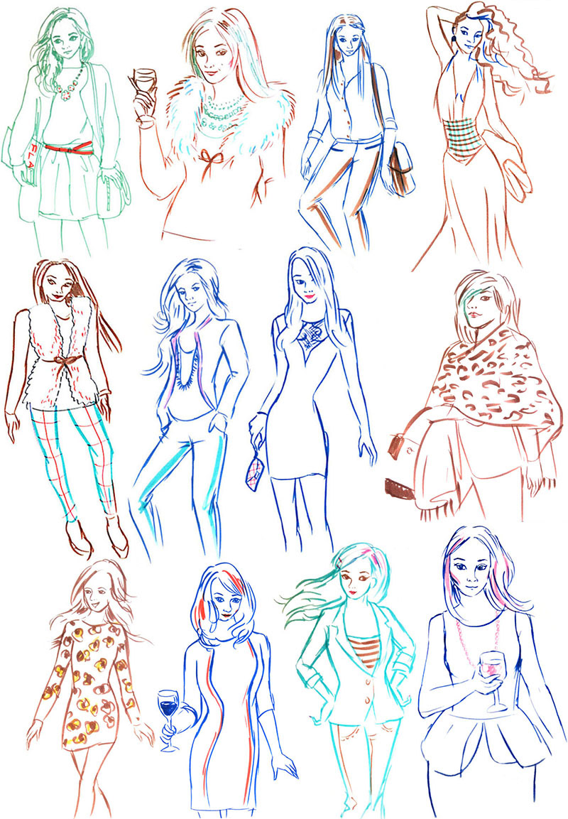 live sketches from 2013 WRT fashion show at the Design Exchange for Flare magazine in Toronto