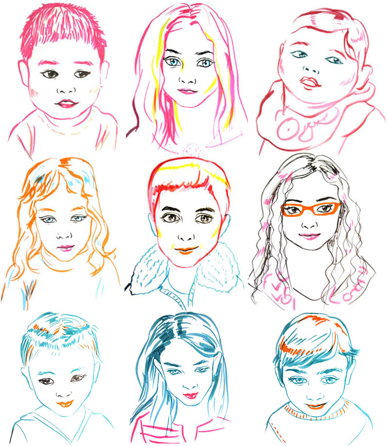 live portrait sketches of kids children at the 2012 CP24 CHUM Christmas Wish at Fairview Mall in Toronto