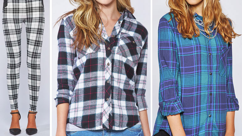 Trendy womens fashion surface textile graphics plaid flannel pattern