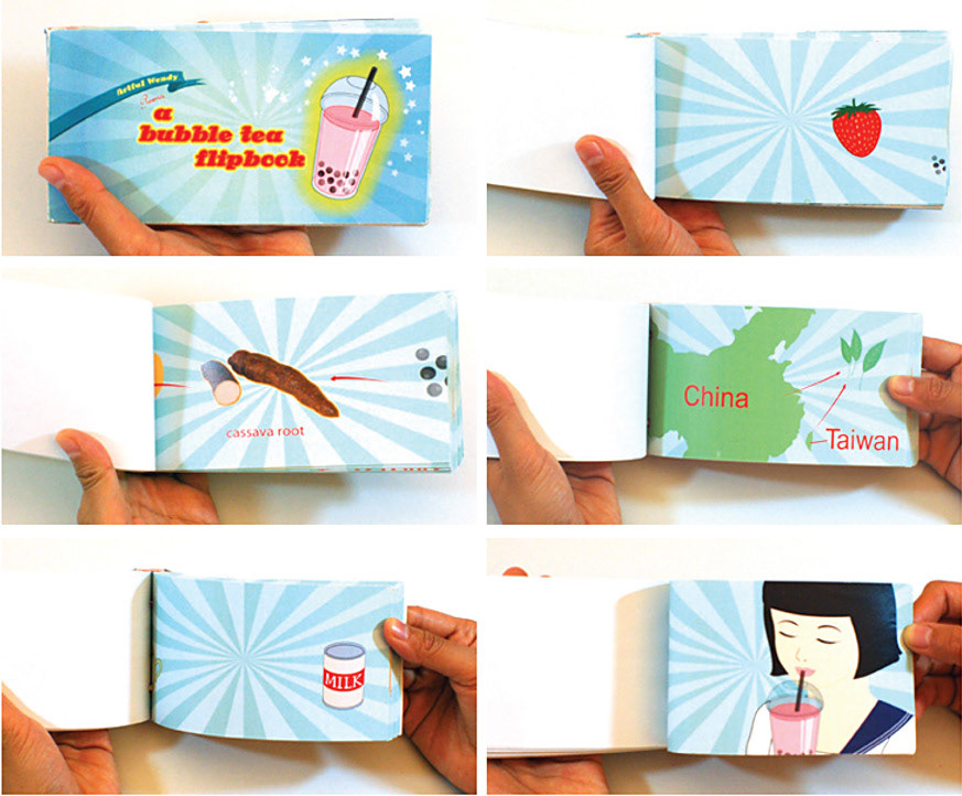 flipbook of the origins, ingredients and production of bubble tea
