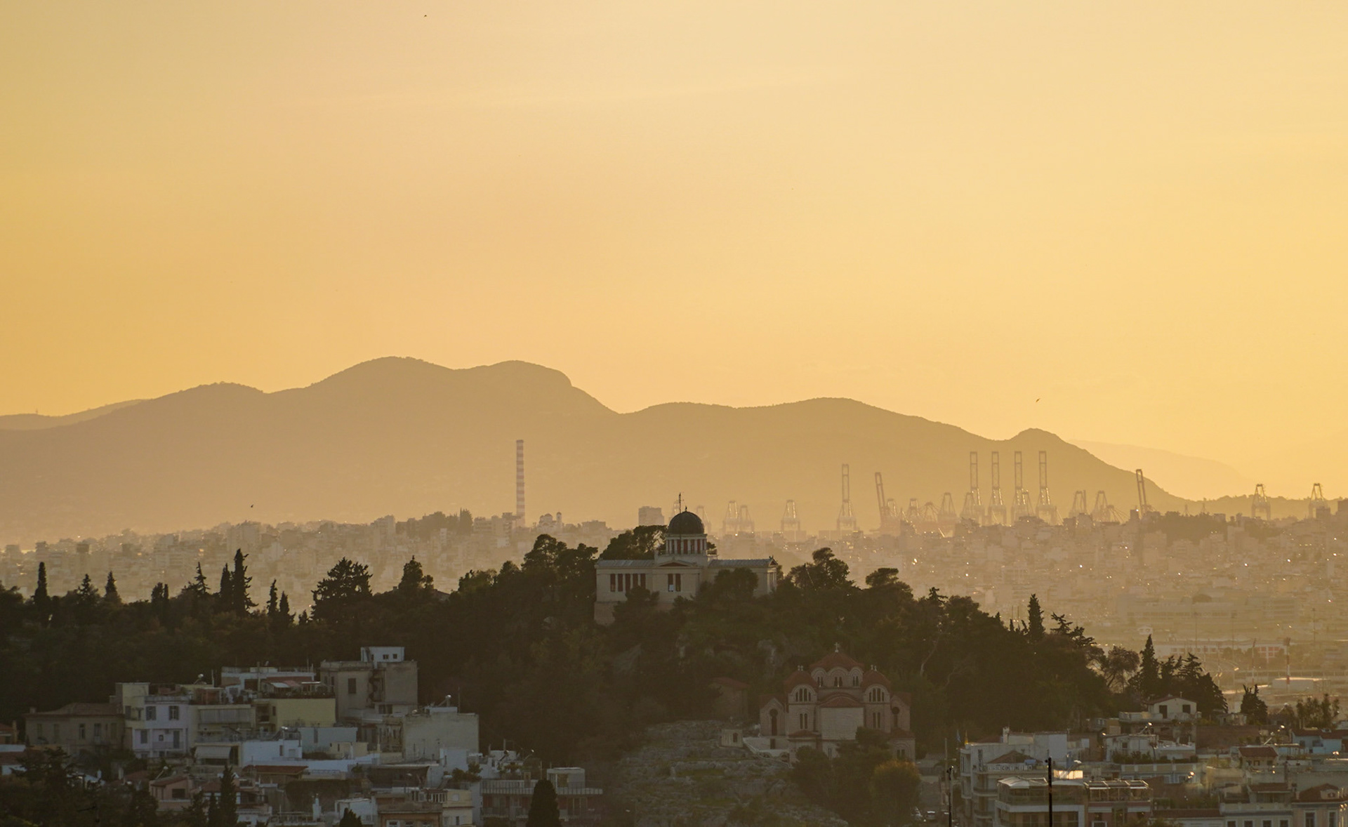 Dusk in Athens, Greece