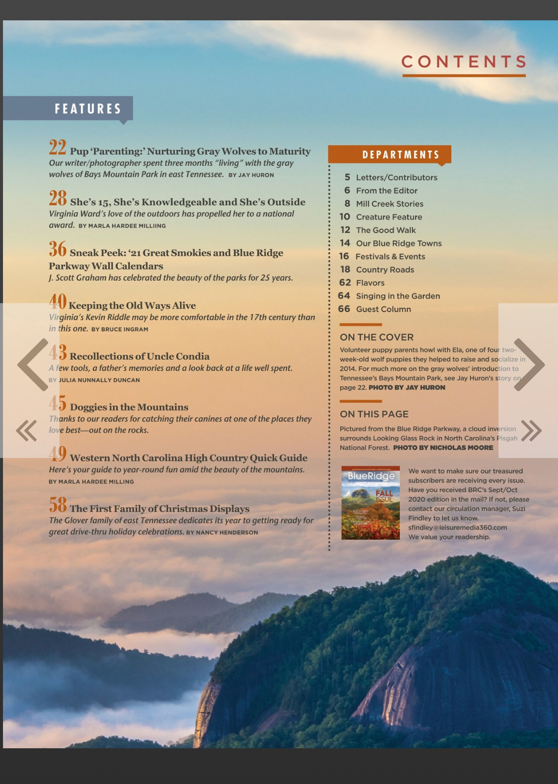 "Looking Glass Inversion" Blue Ridge Country Magazine Nov/Dec 2020"
