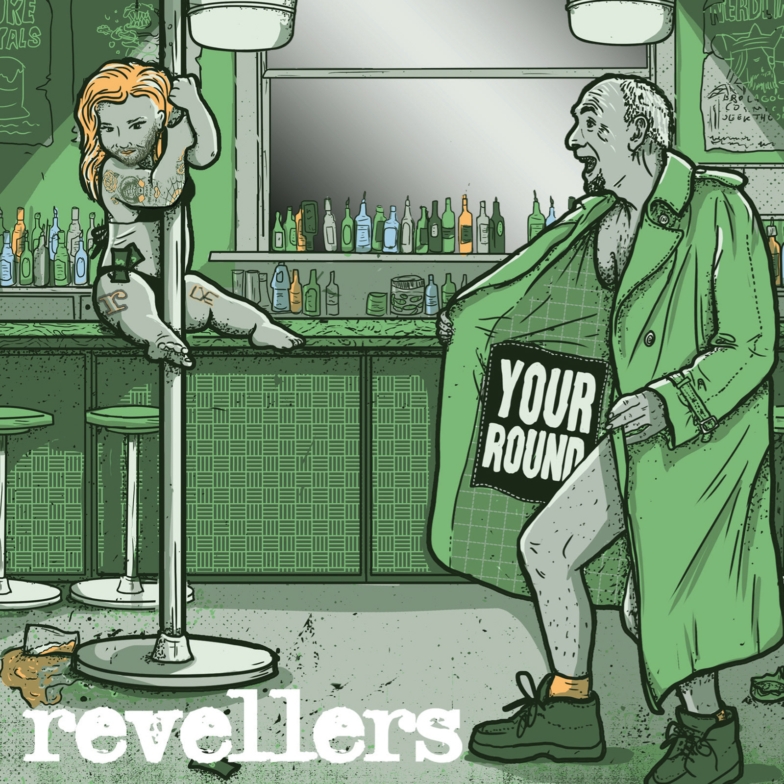 Cover art for Revellers (EP 'Your Round'). Illustration by Annie Walter - https://www.anniewalter.com/