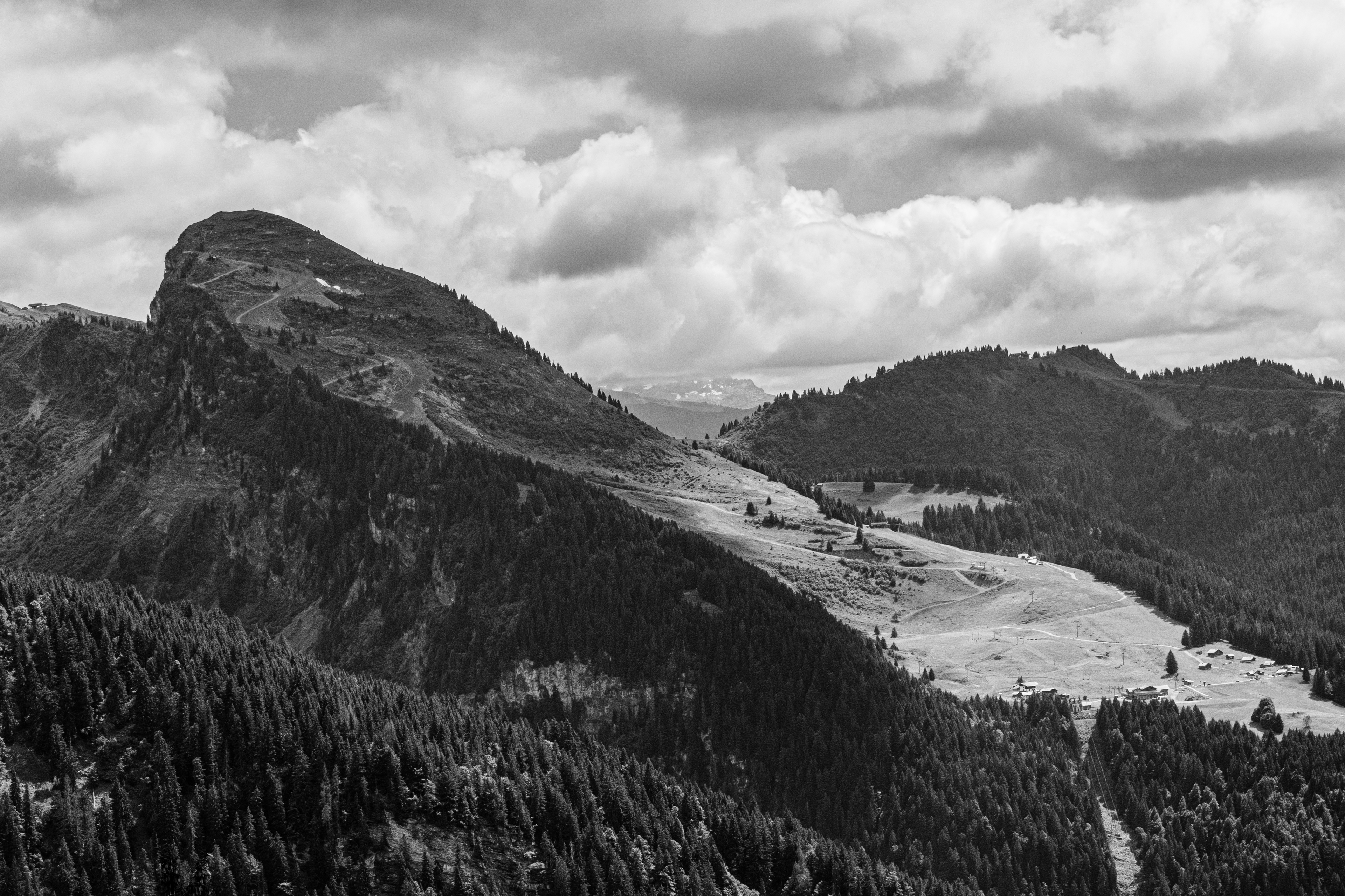 Nyon Morzine mountain France monochrome