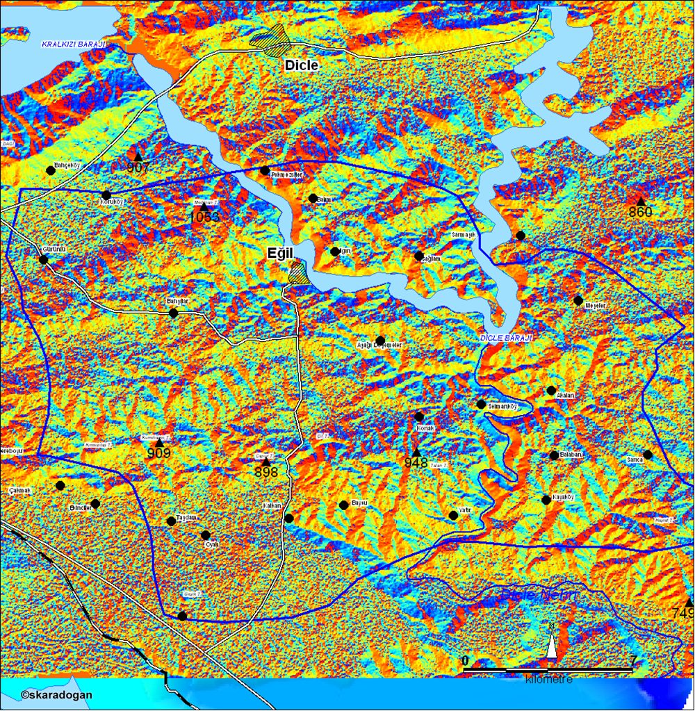 Aspect map of Eğil district.