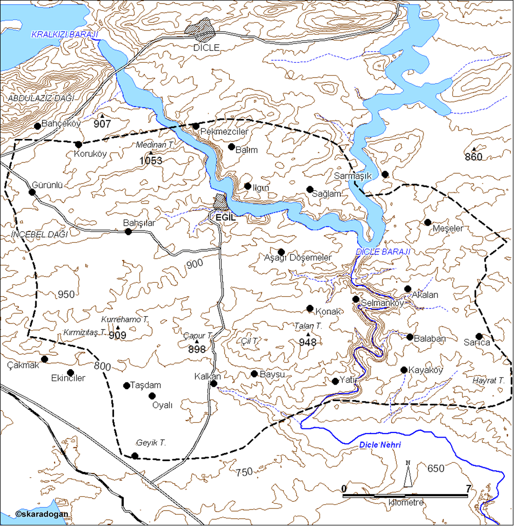 Eğil district topography map.