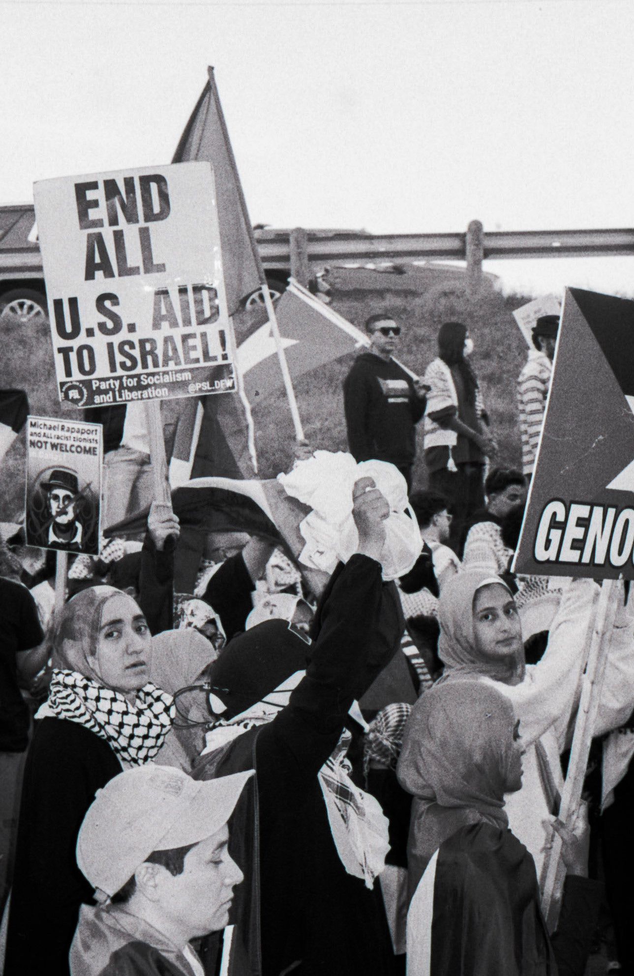 Hundrends protest the Jewish National Fund conference at the Hilton Anatole in Dallas on Nov. 17, 2024. The JNF’s self-proclaimed world's biggest zionist conference hosted guest speakers including IDF soldiers who led invasions of Gazan hospitals and refugee camps.