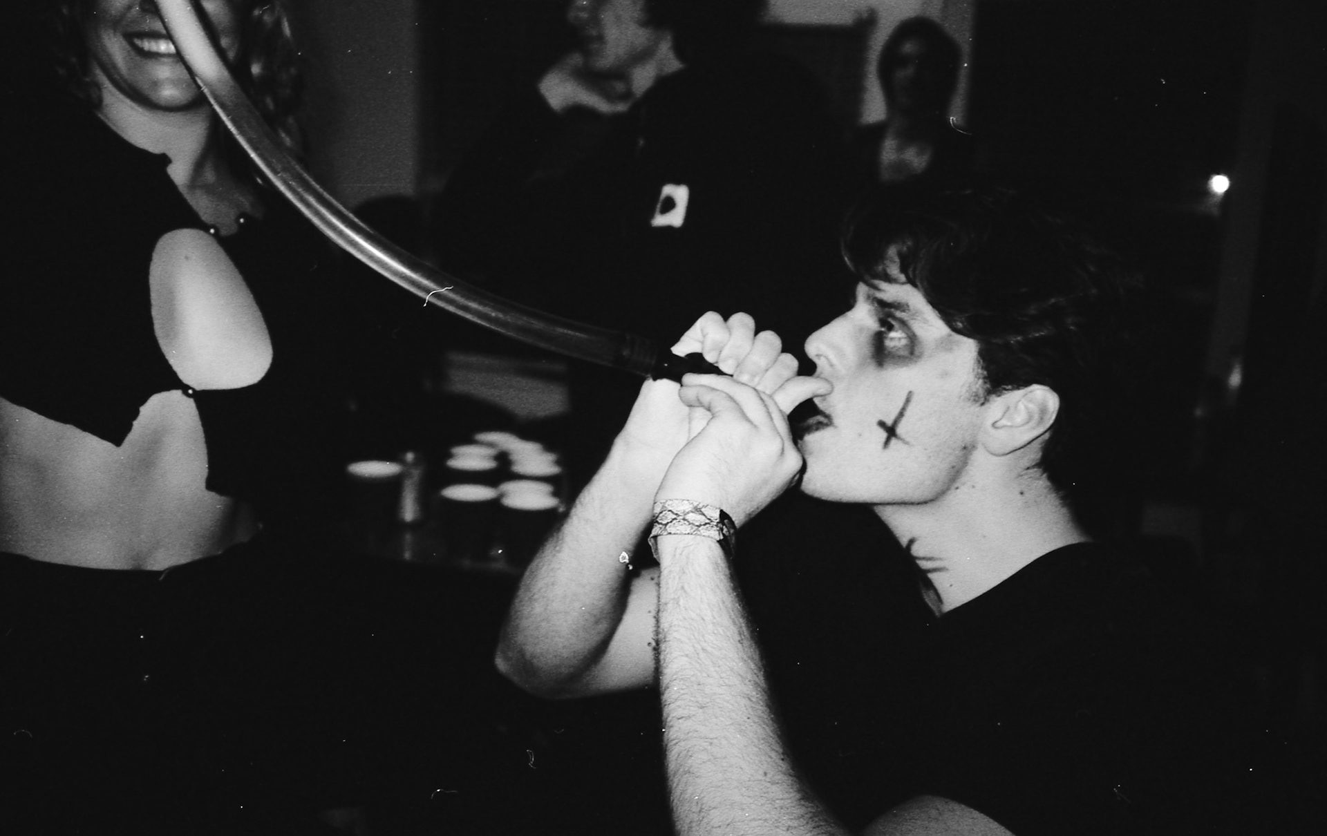 oliver during goth themed thirsty thursday in apartment 205. 2023.